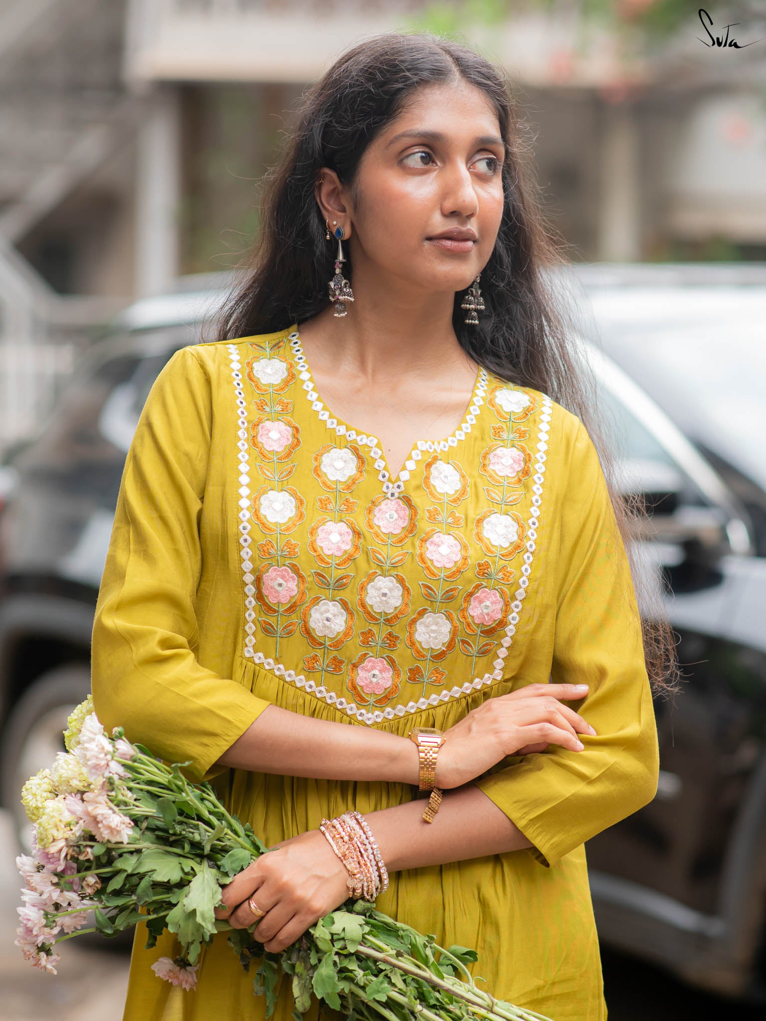 Suta Mustard Silk Kurta Set