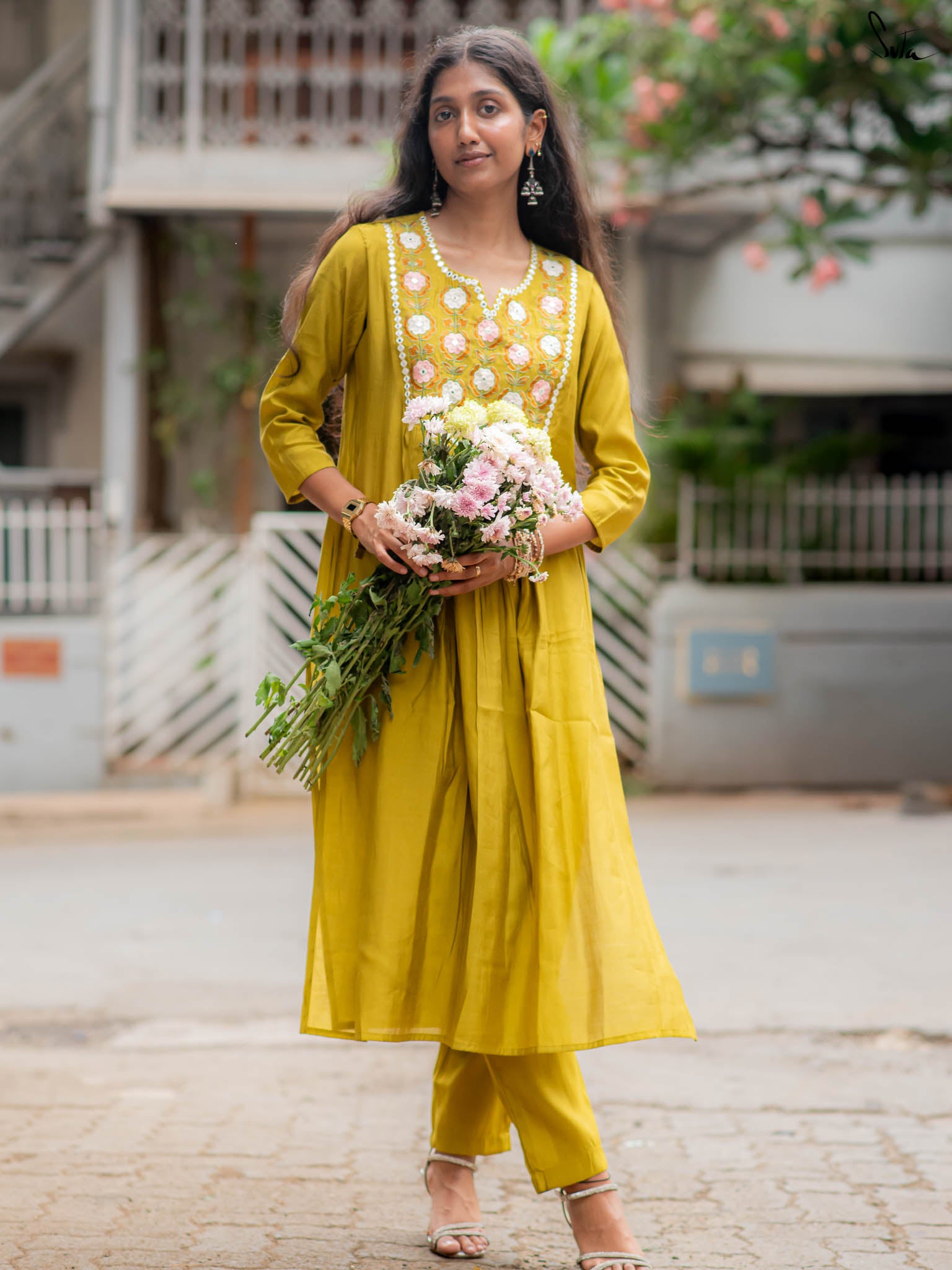 Suta Mustard Silk Kurta Set