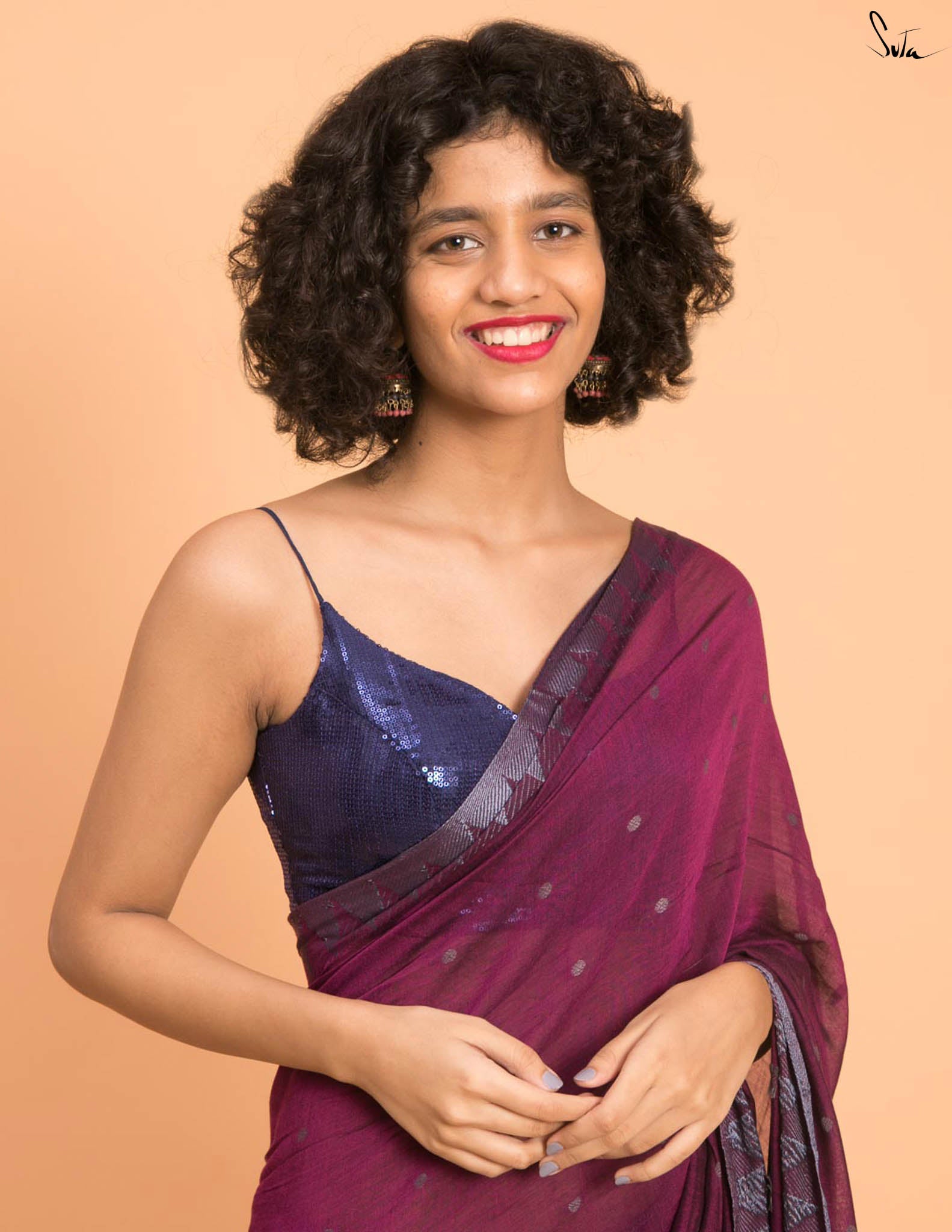 Suta Purple Grey Woven Design Cotton Blend Saree