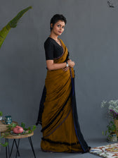 Dark Caramel Crayon Saree