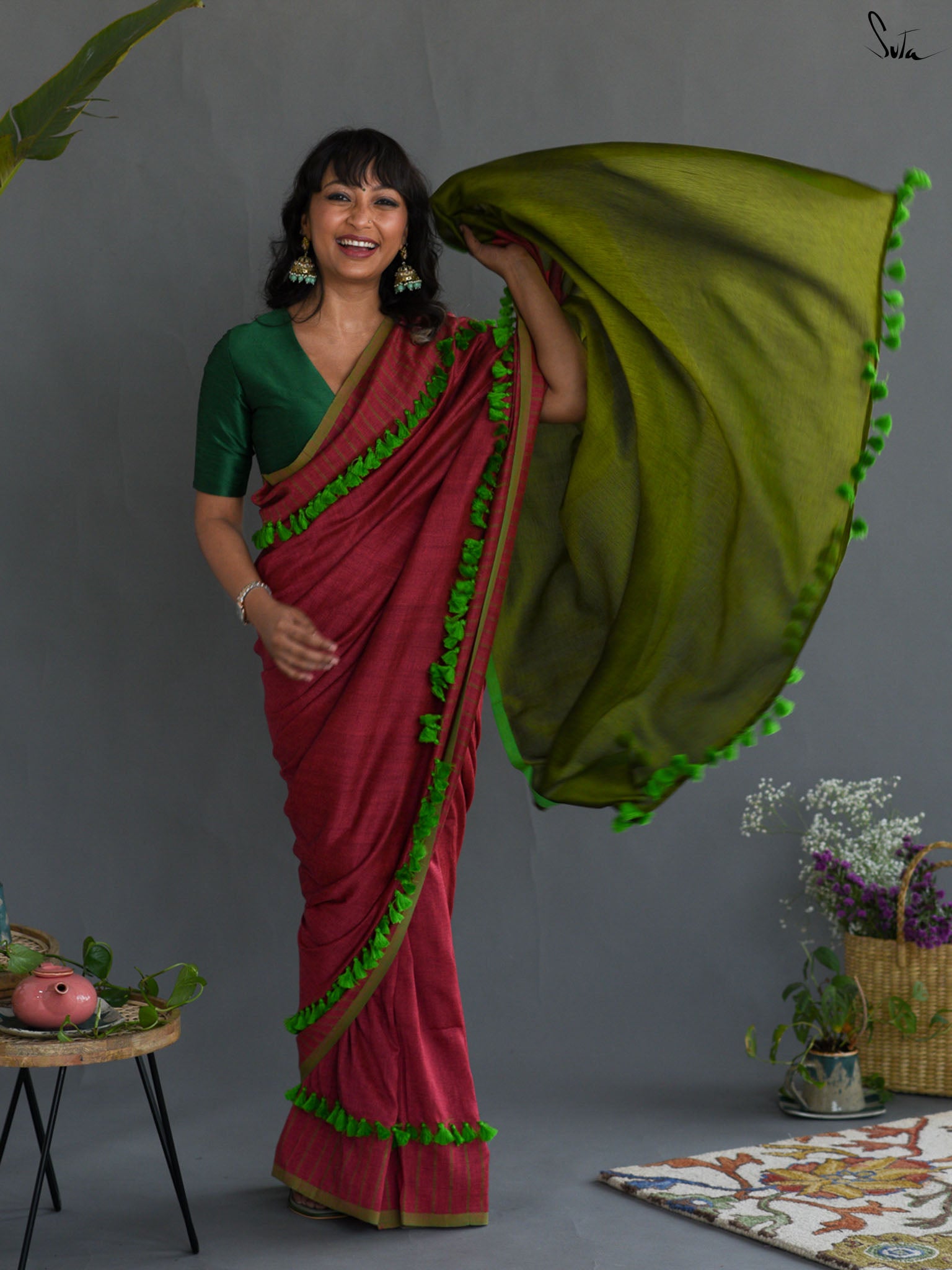 Magenta Crazyon Saree