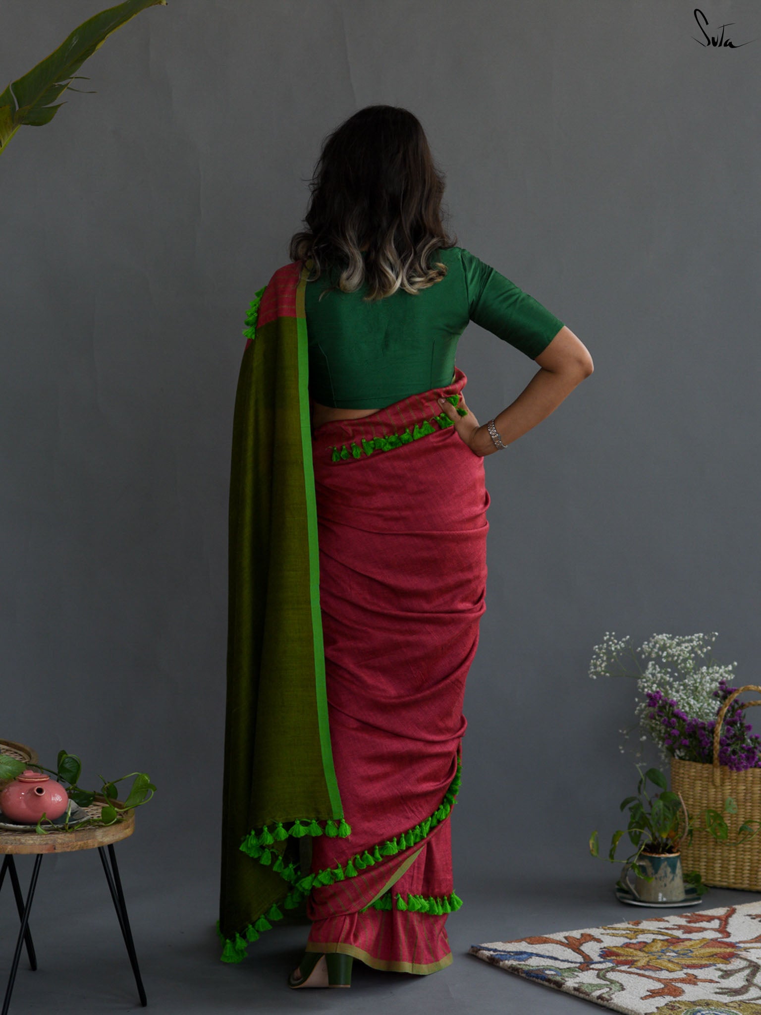 Magenta Crazyon Saree