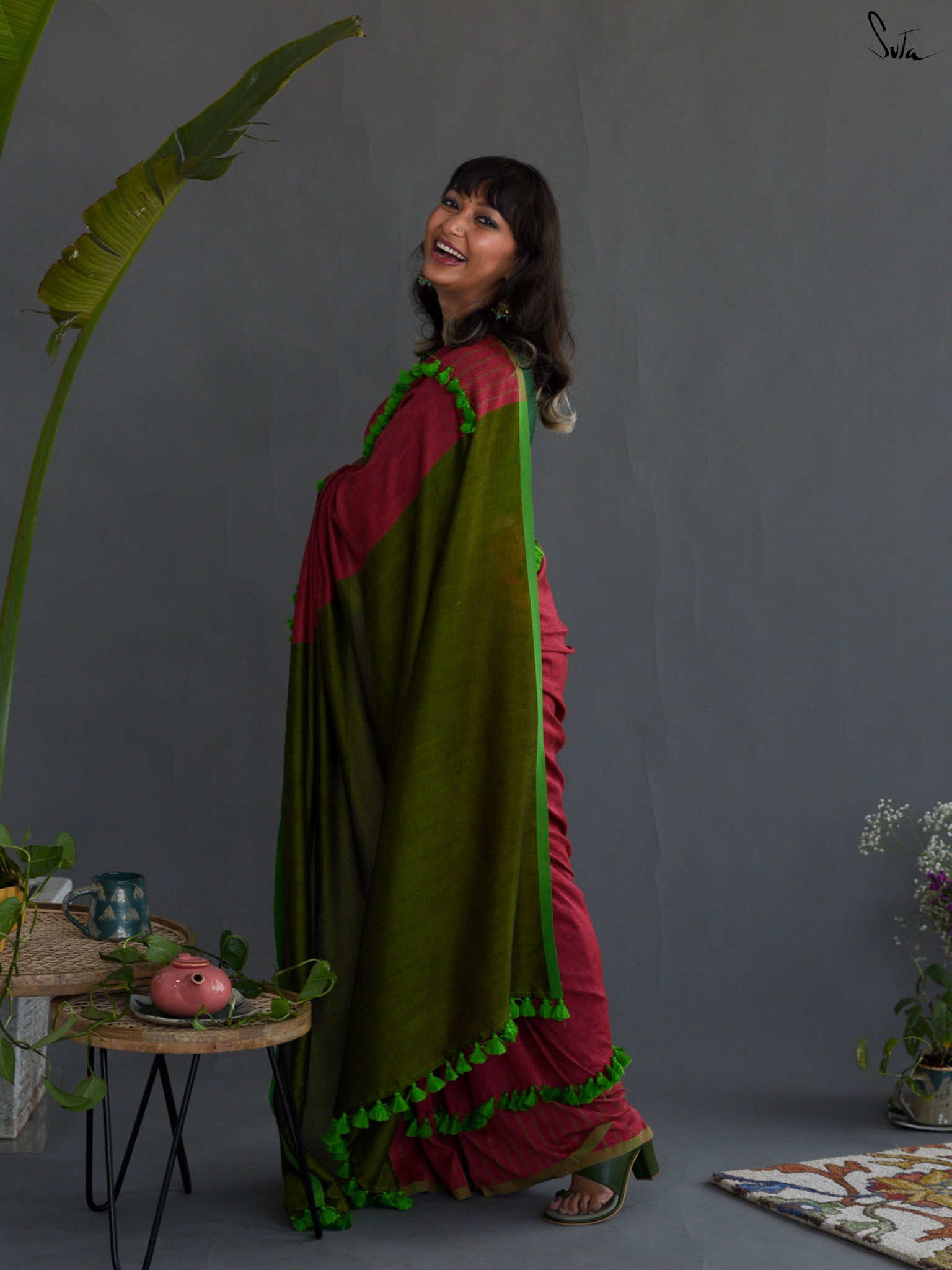 Magenta Crazyon Saree