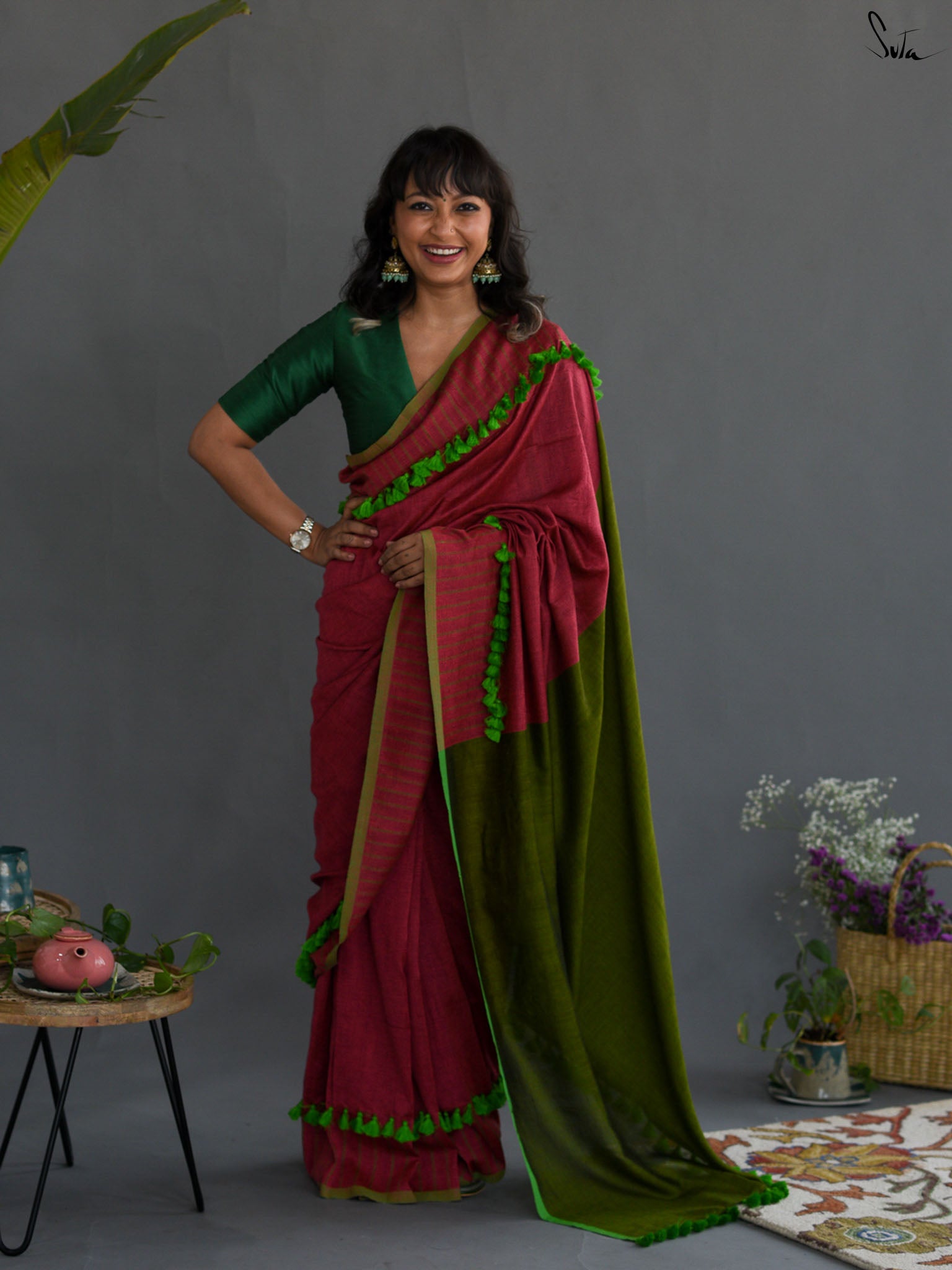 Magenta Crazyon Saree