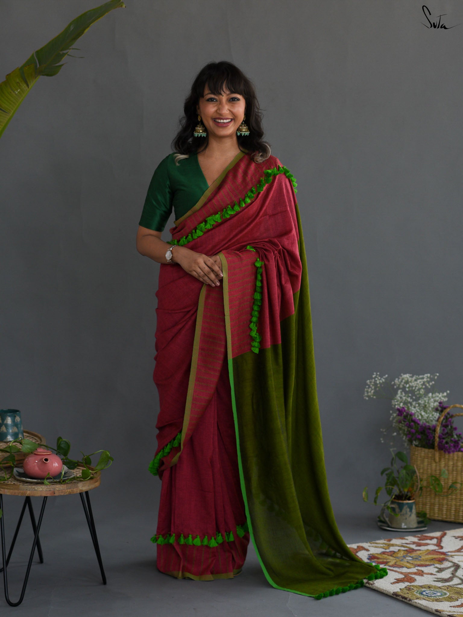 Magenta Crazyon Saree