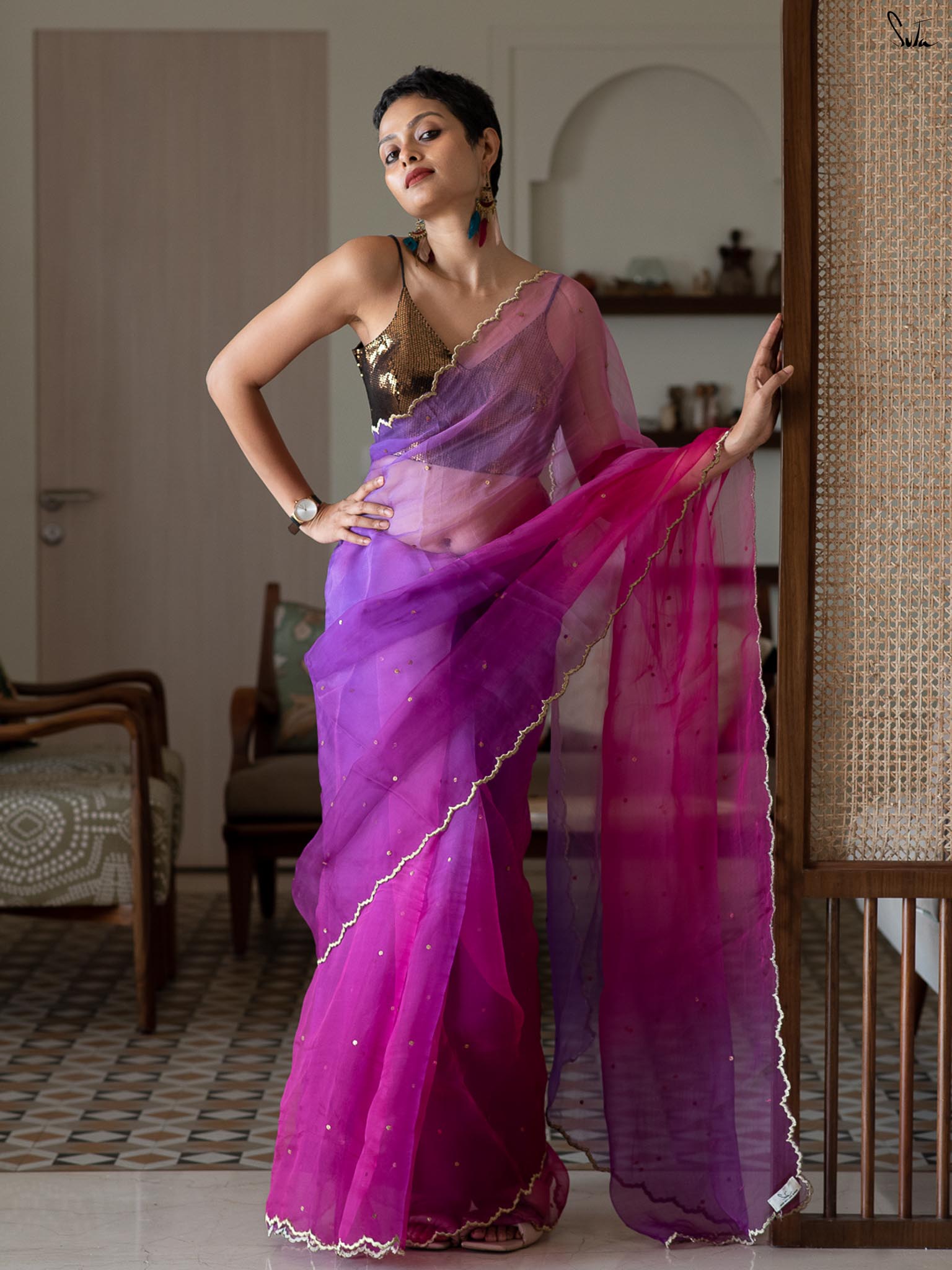 Pink Rose Saree
