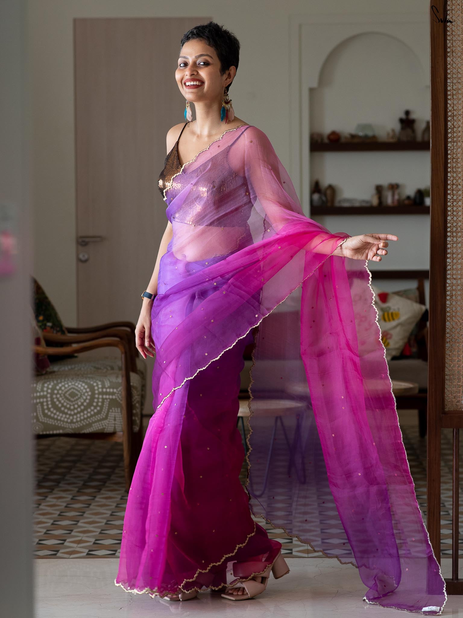 Pink Rose Saree