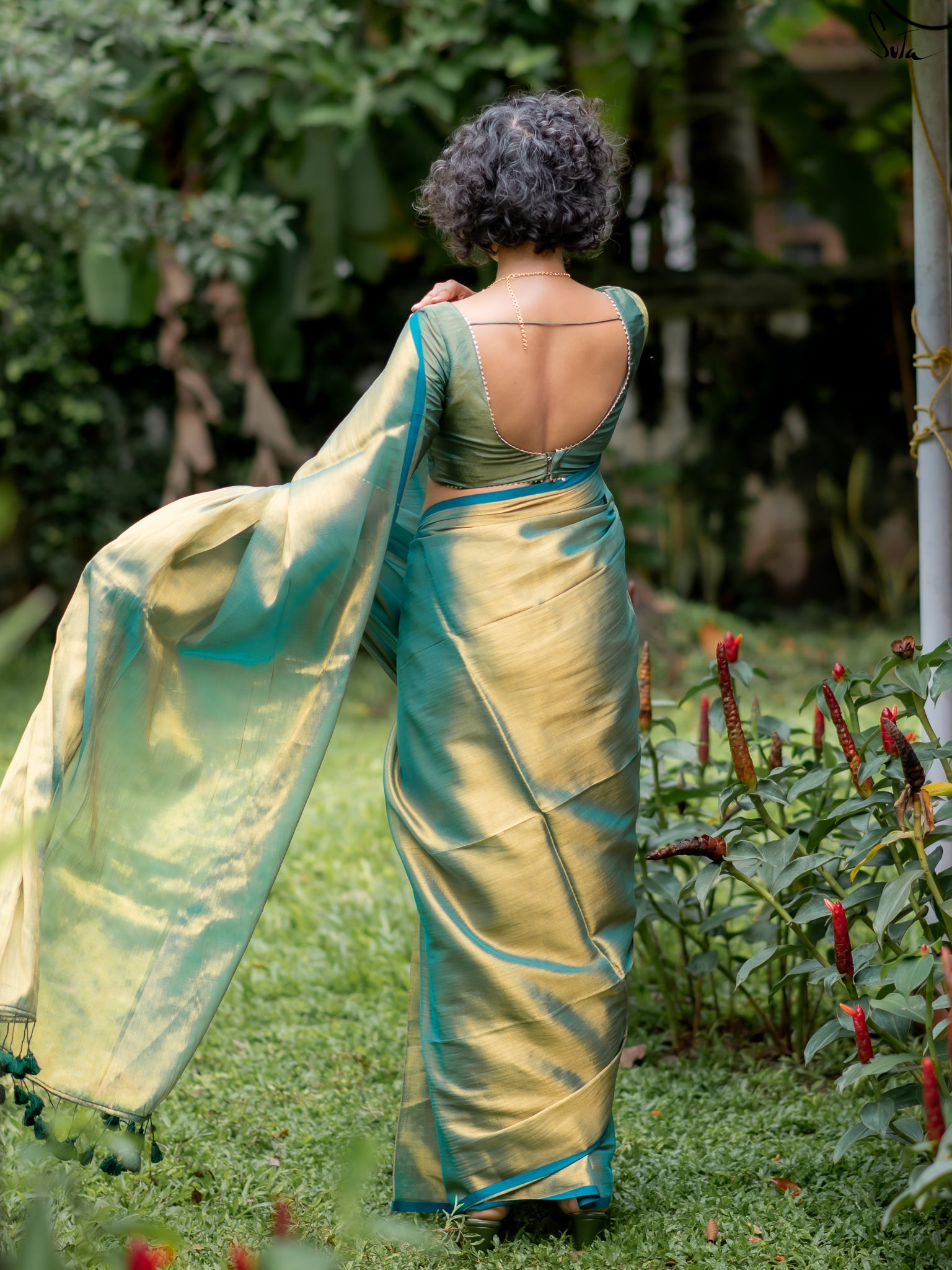 Suta Teal Tissue Saree
