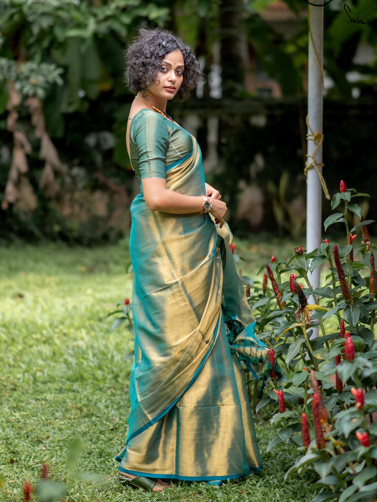 Suta Teal Tissue Saree