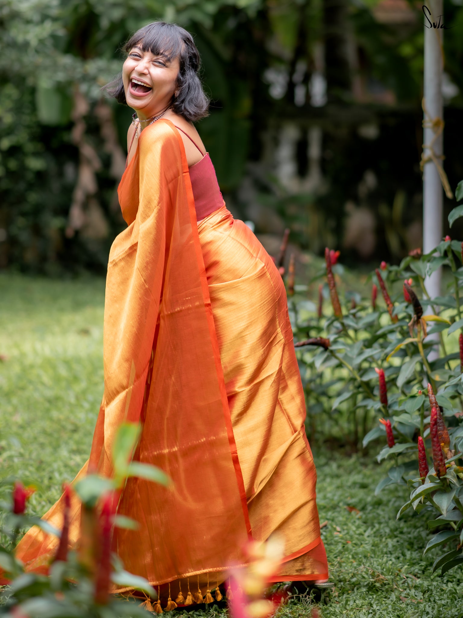 Suta Rust Tissue Saree