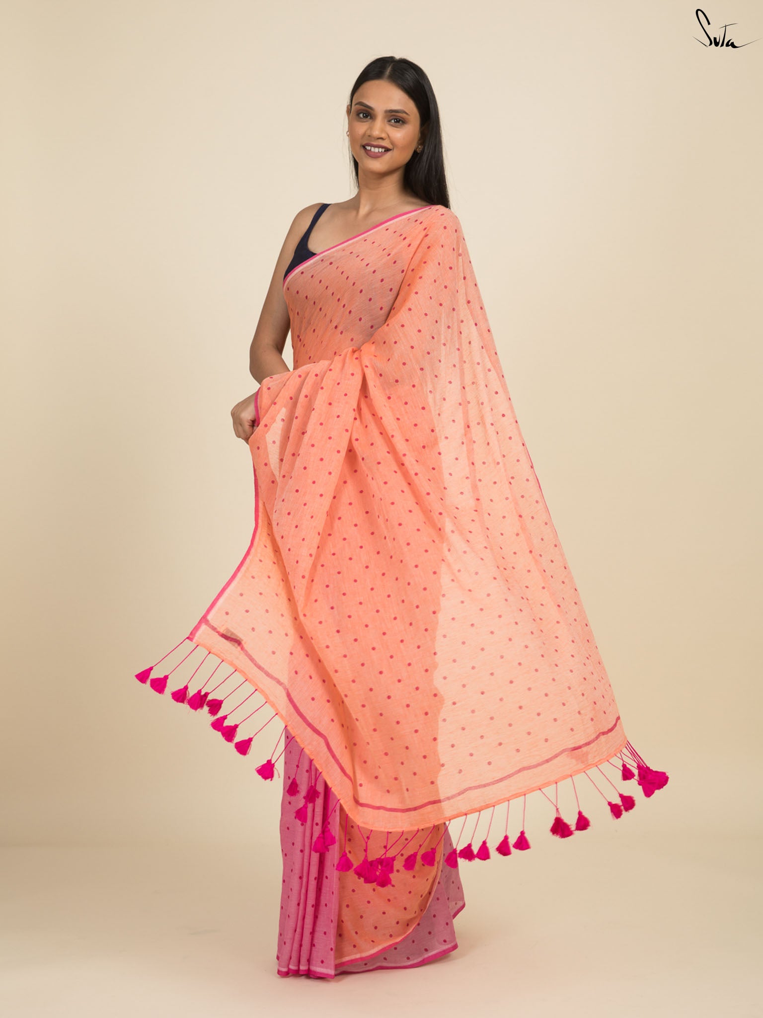 Bright Polka Saree
