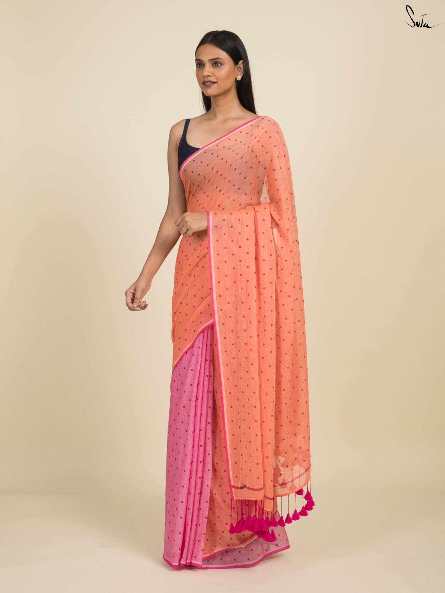 Bright Polka Saree