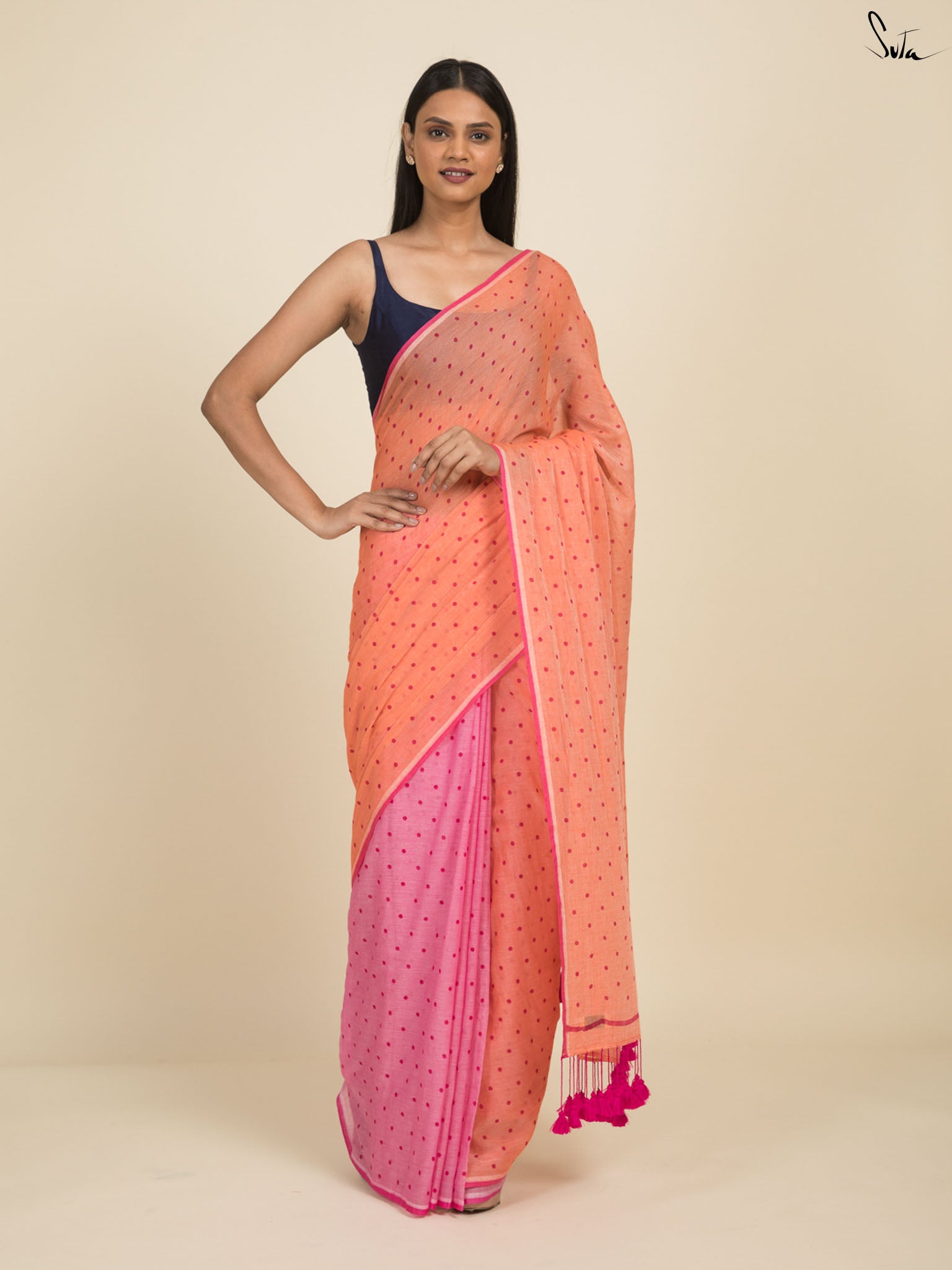 Bright Polka Saree