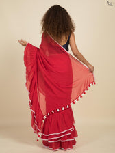 Riding The Red Ruffle Saree