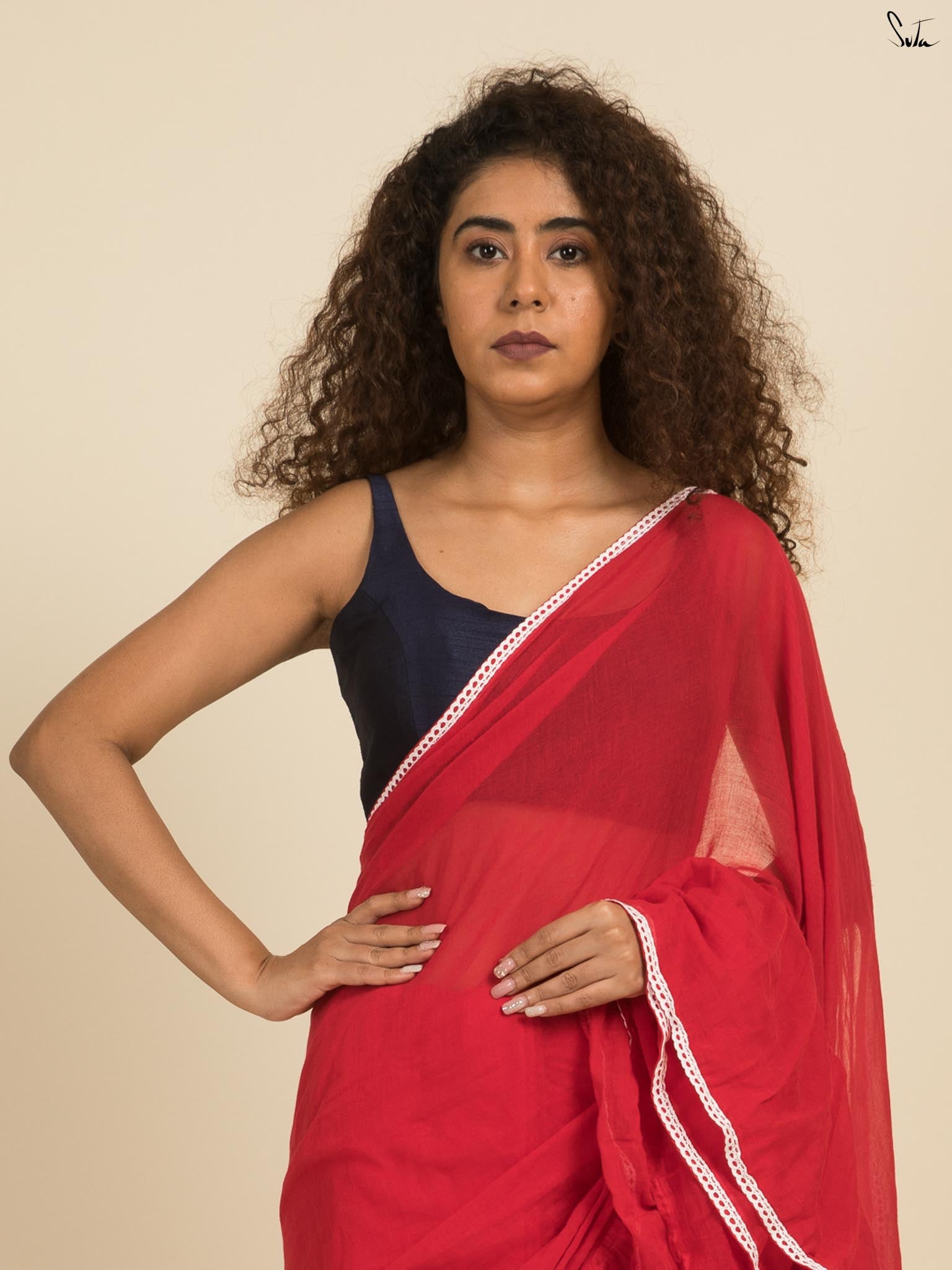 Riding The Red Ruffle Saree