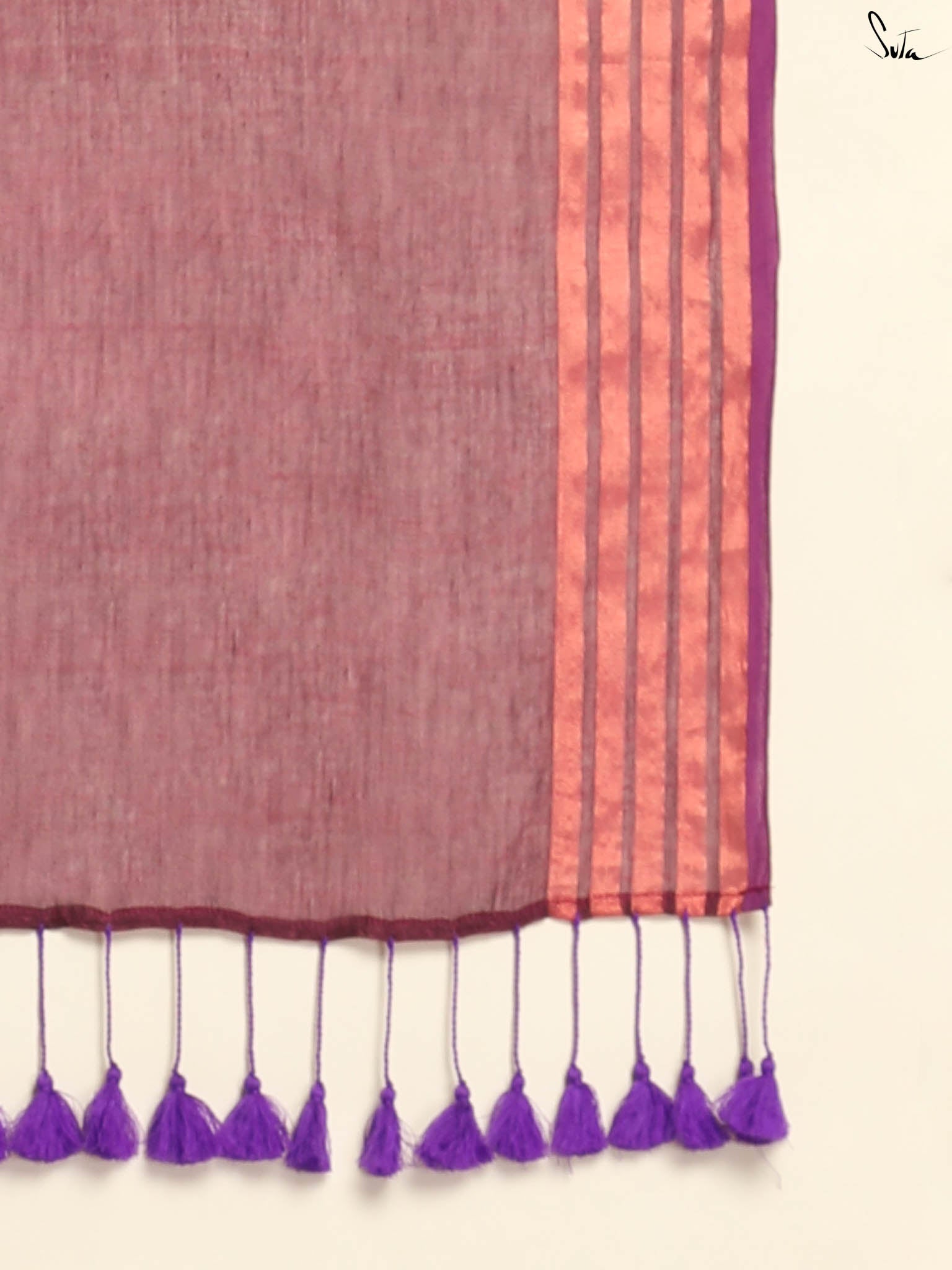 Suta Magenta Striped Zari Saree