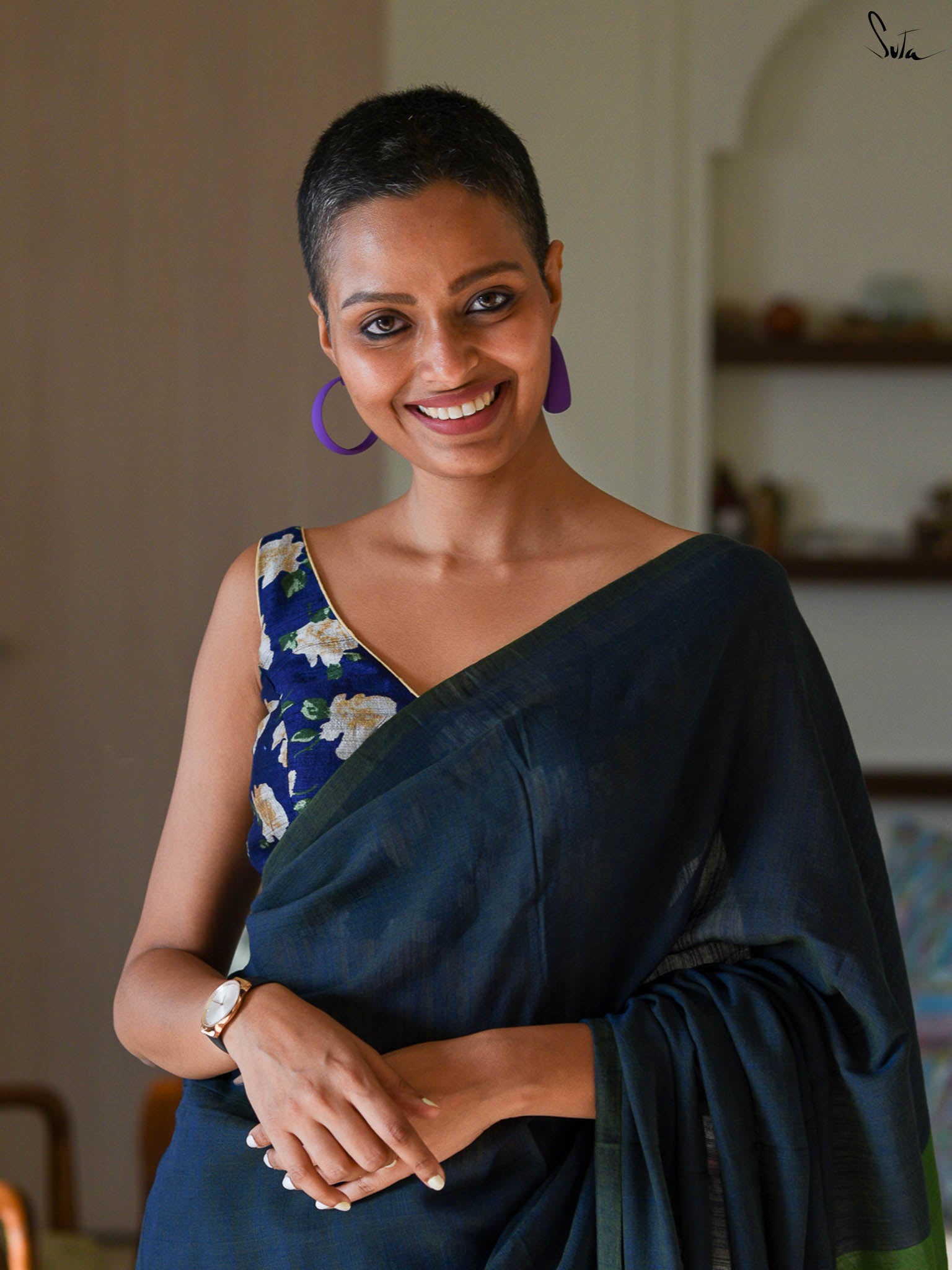Suta Colourblocked Cotton Blend Saree