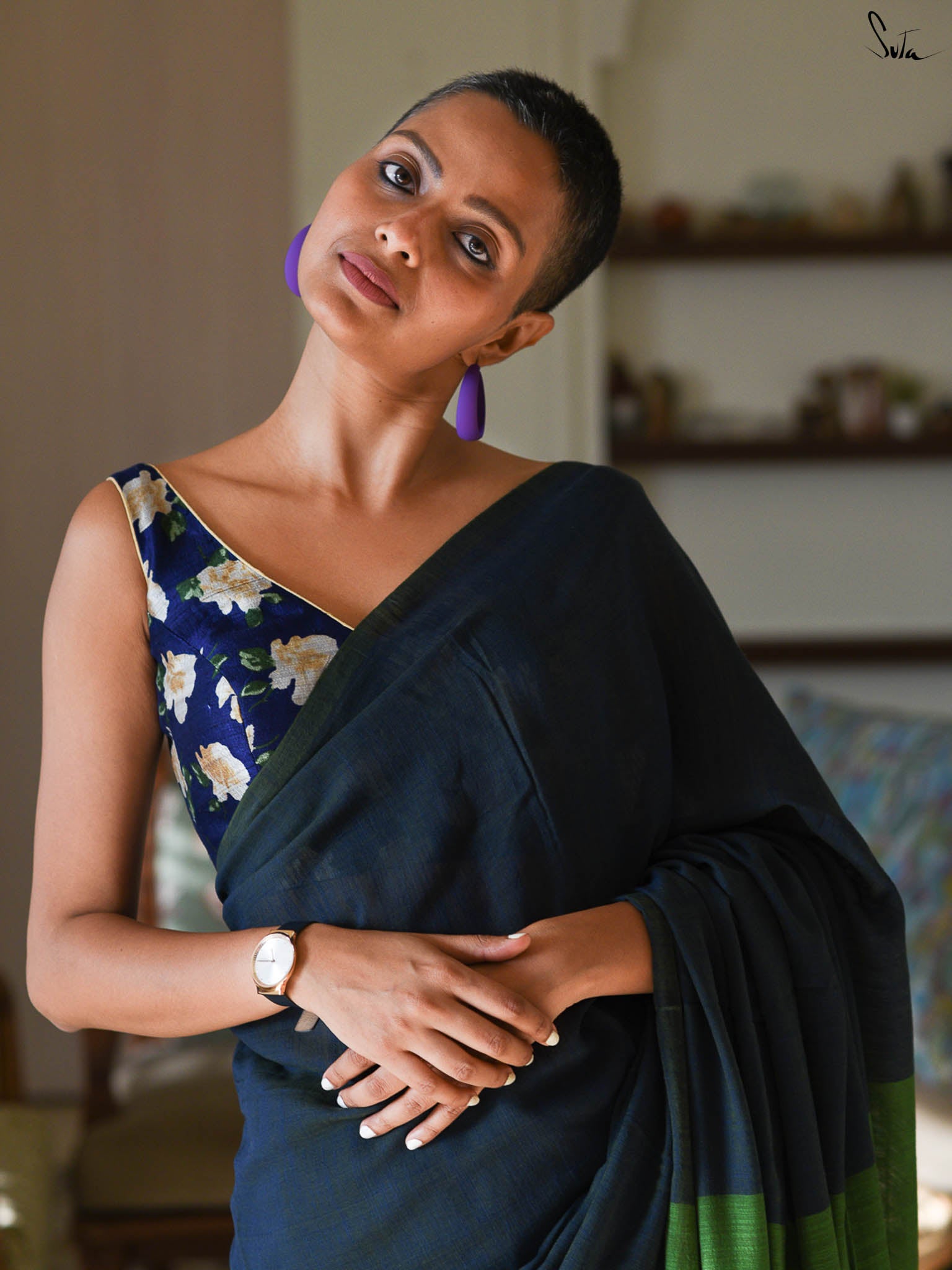 Suta Colourblocked Cotton Blend Saree