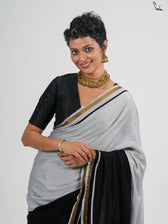 Double Trouble: Black/White Saree