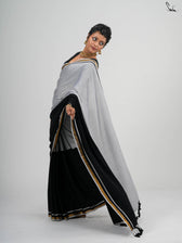 Double Trouble: Black/White Saree