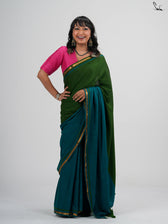 Double Trouble: Green/Teal Saree
