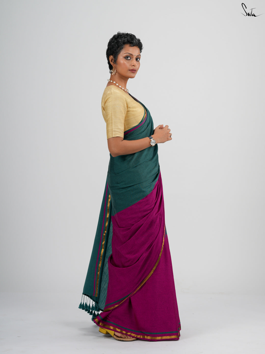 Double Trouble: Teal/Pink Saree