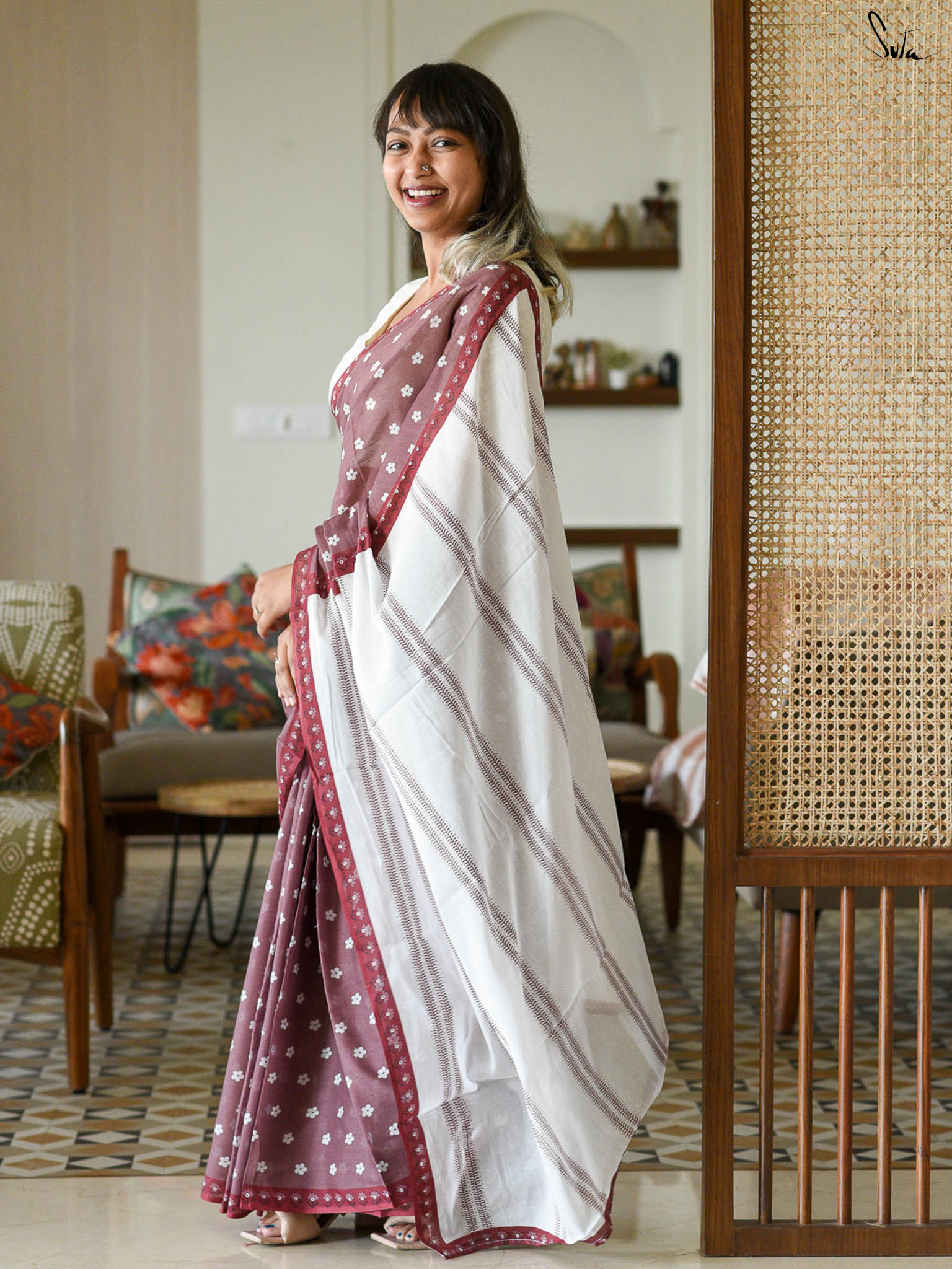 Suta Floral Printed Pure Cotton Saree
