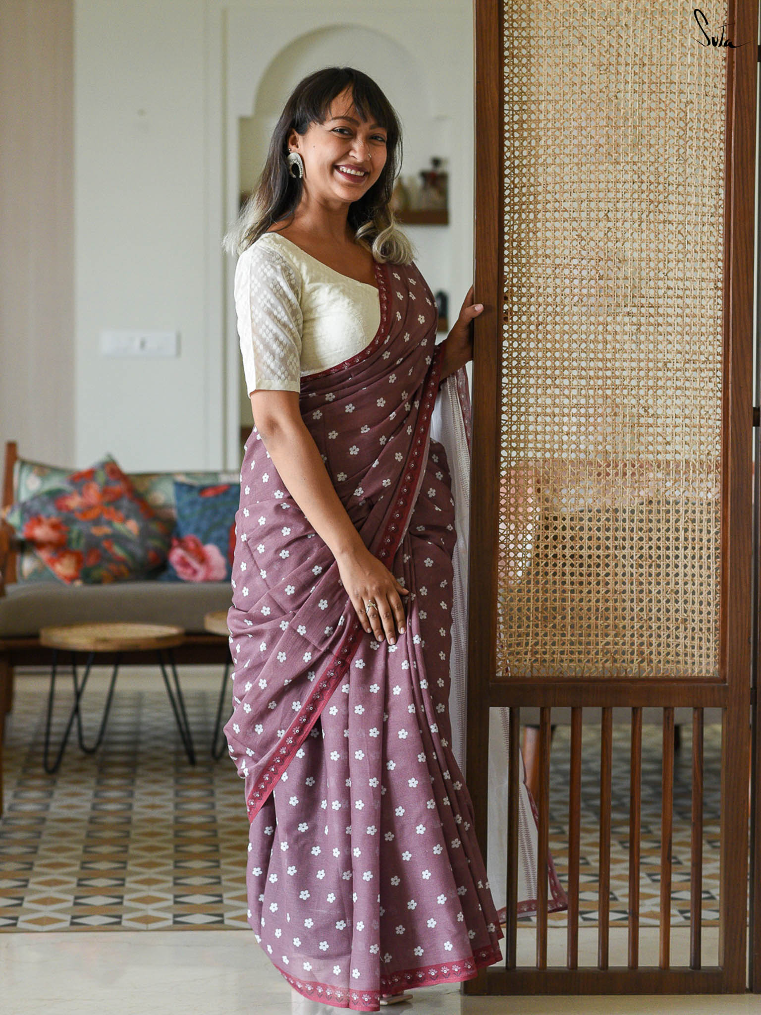 Suta Floral Printed Pure Cotton Saree