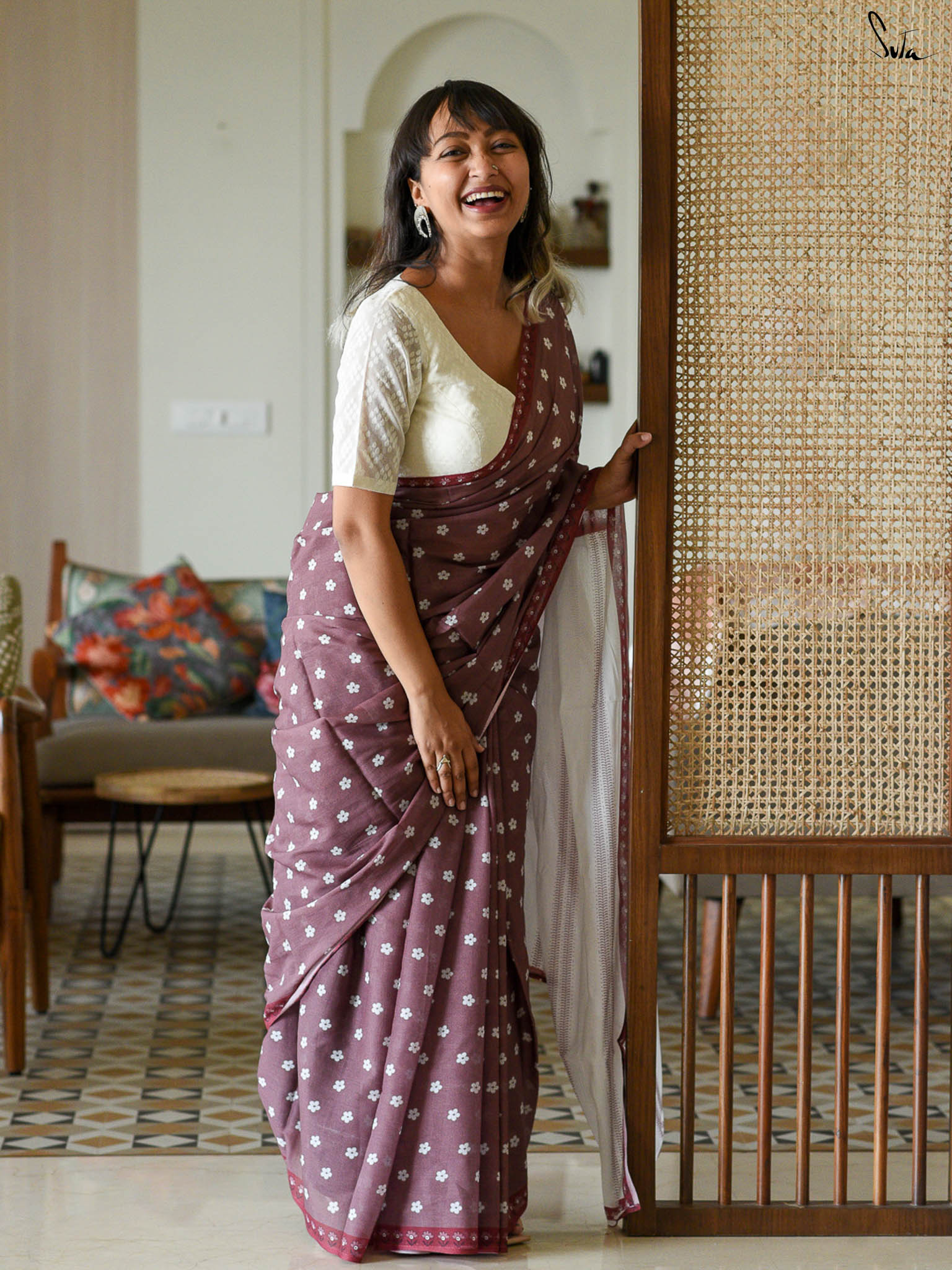 Suta Floral Printed Pure Cotton Saree