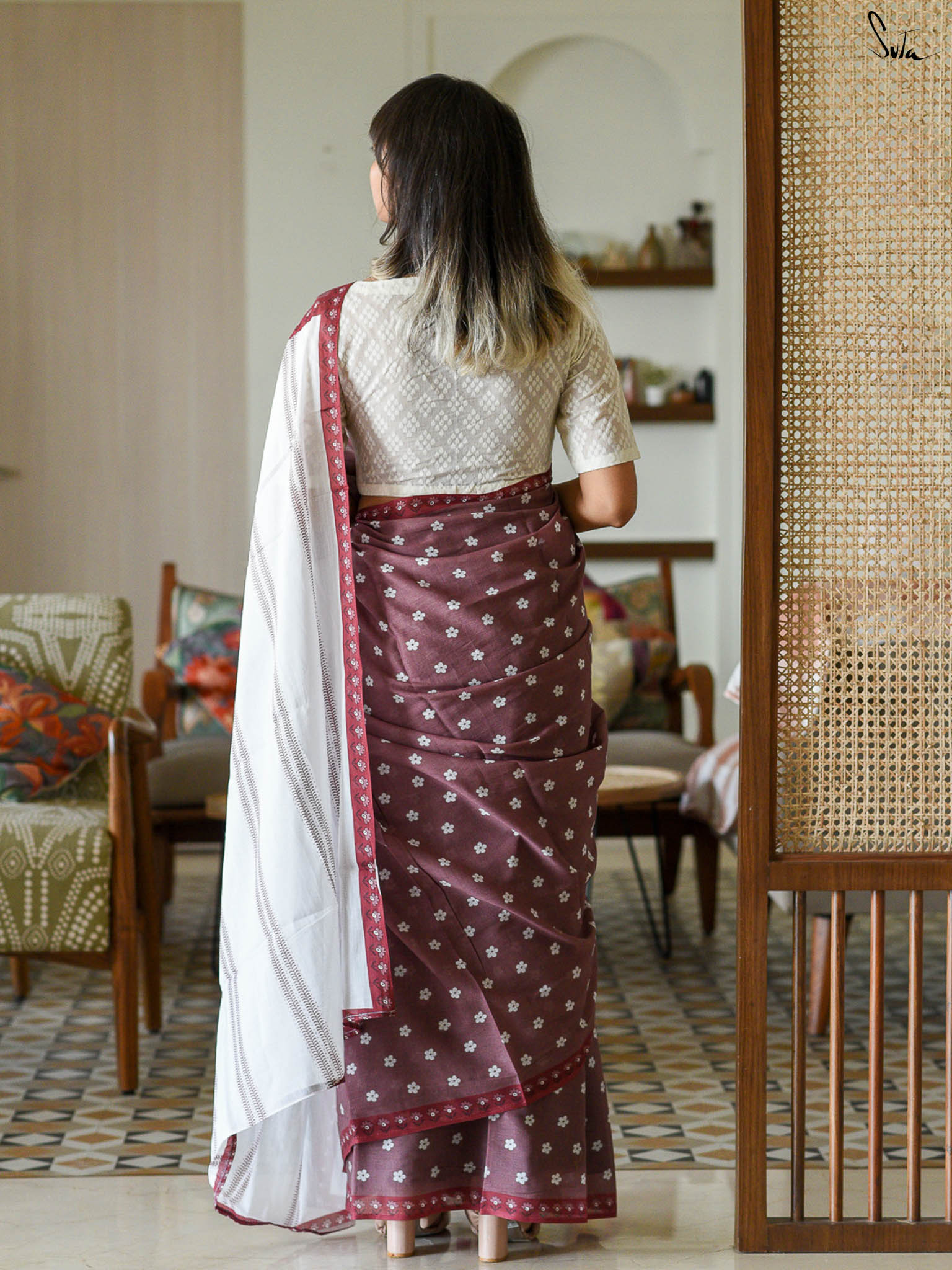 Suta Floral Printed Pure Cotton Saree