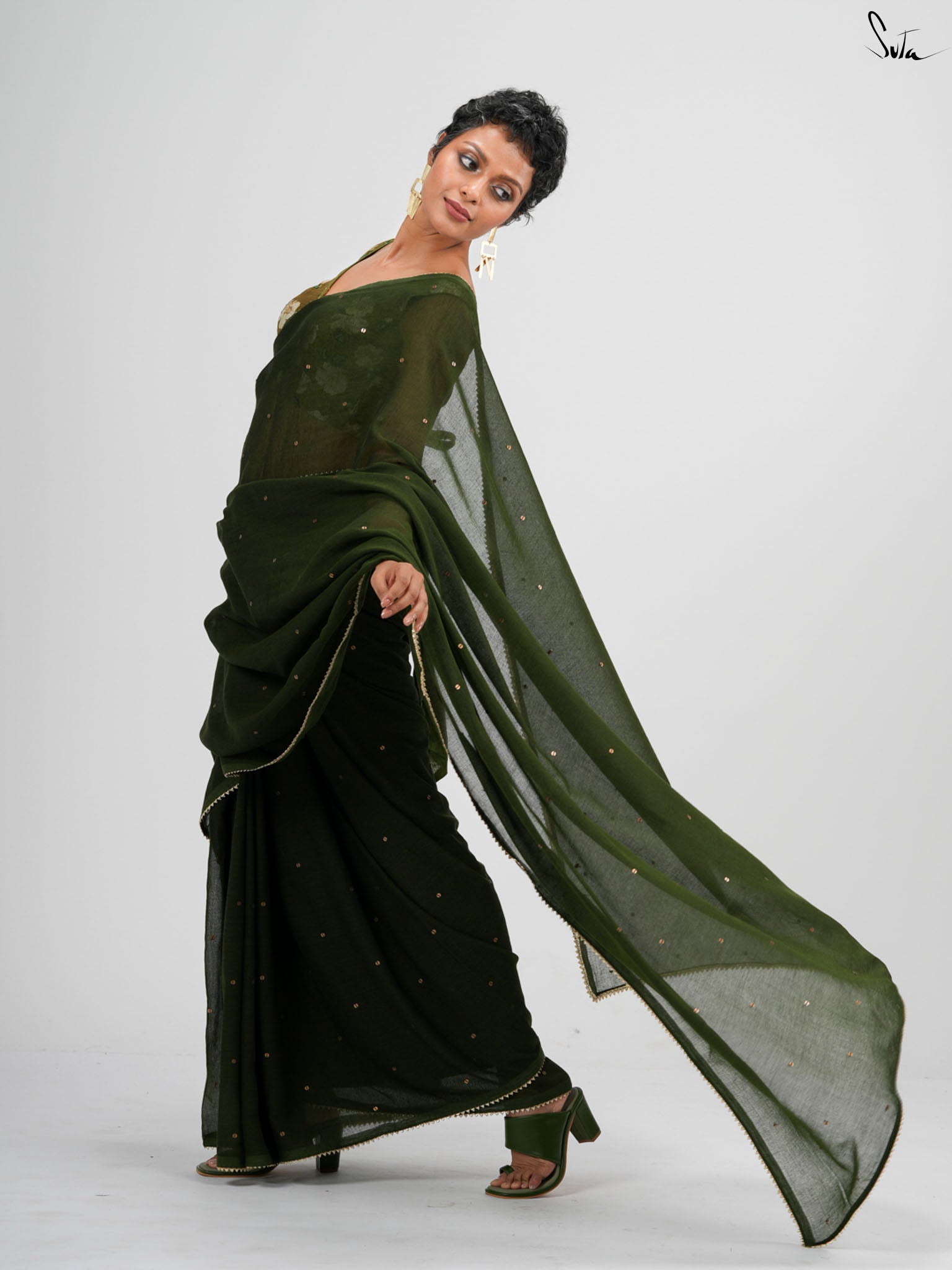 Green Trickle Saree