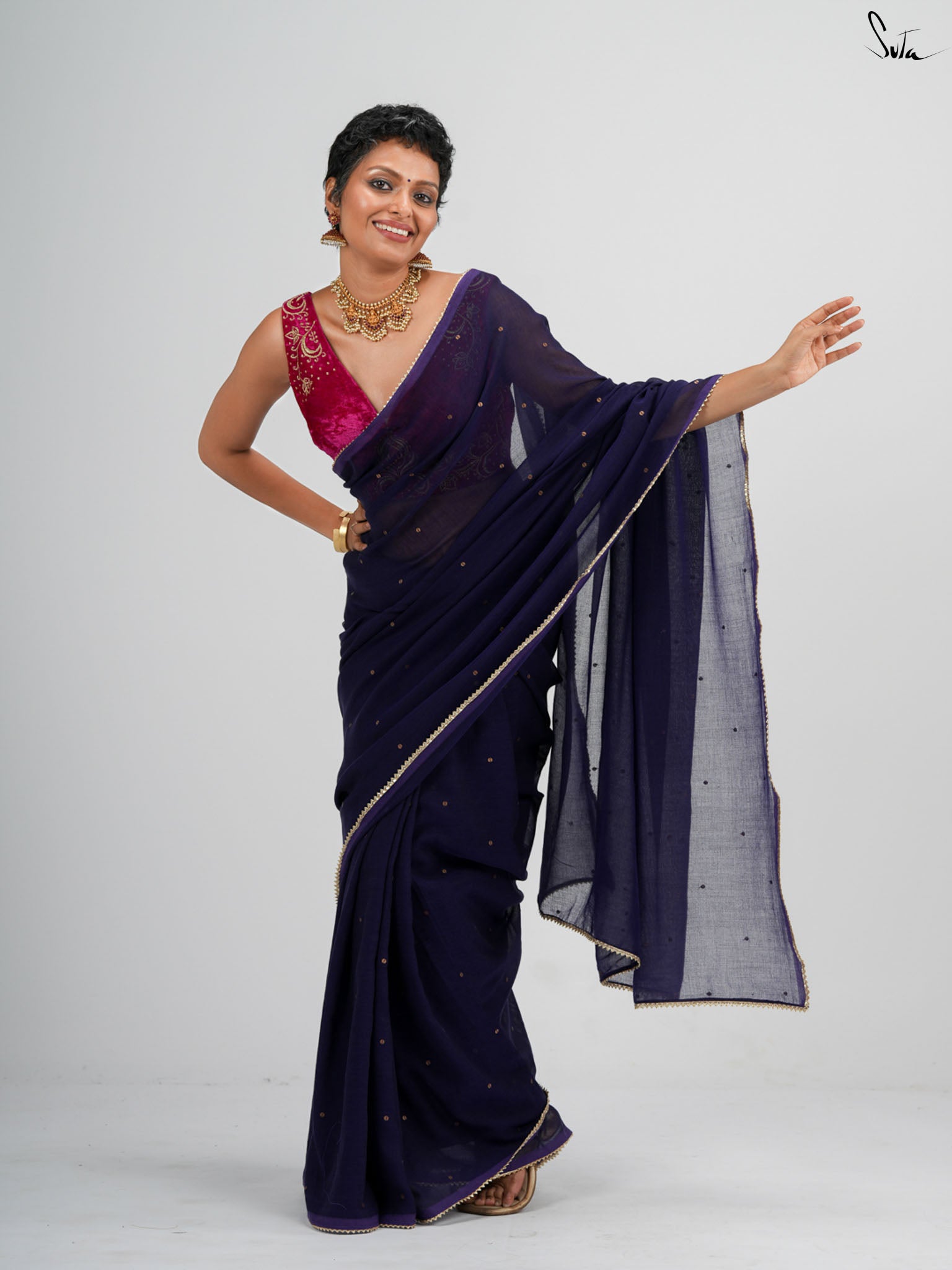 Blue Trickle Saree