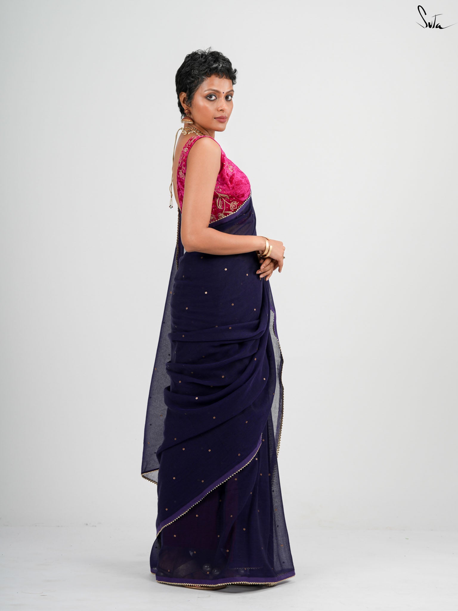 Blue Trickle Saree