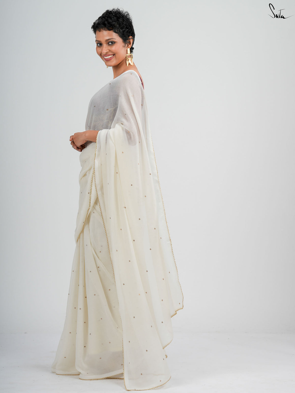 White Trickle Saree