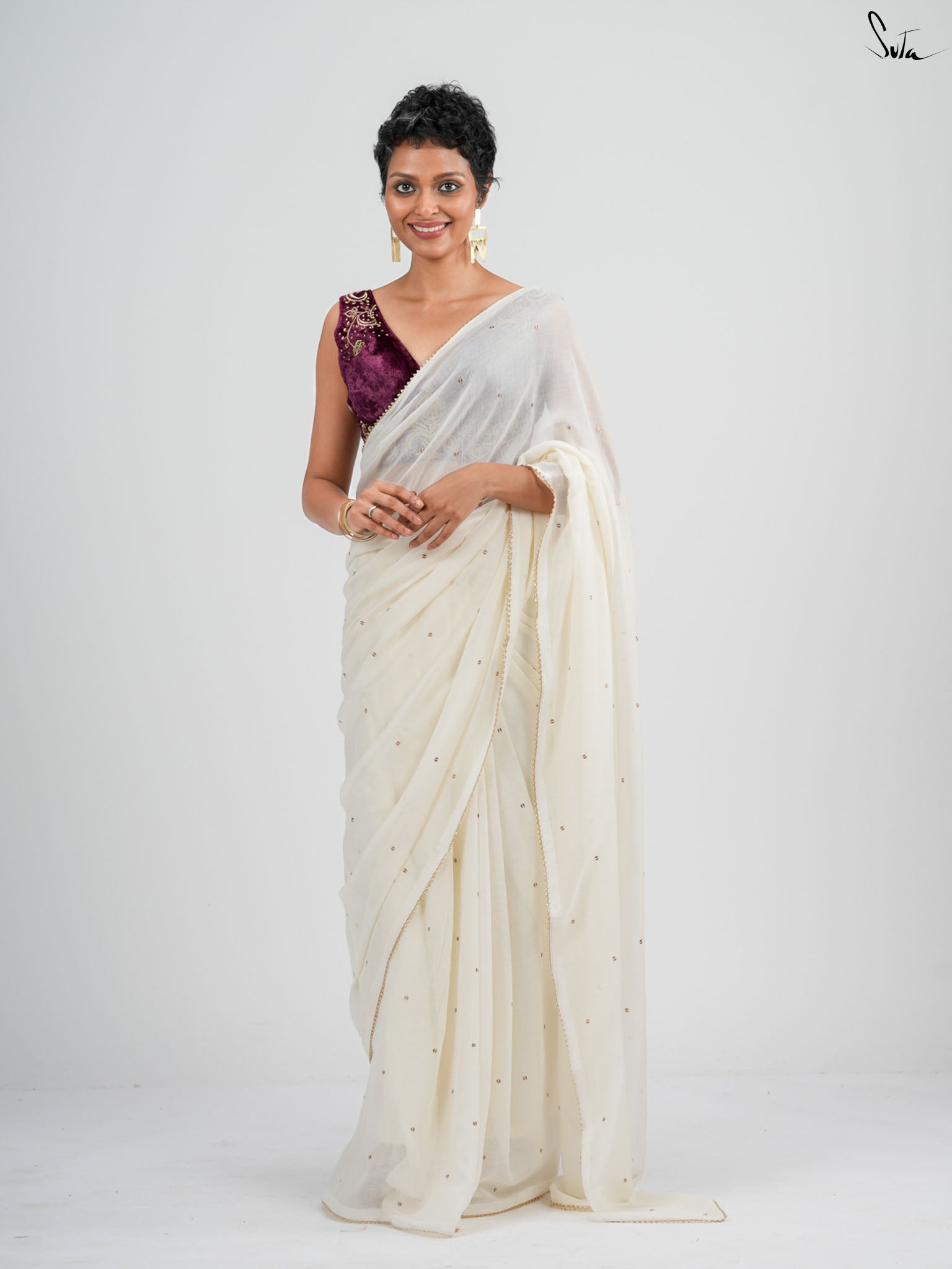 White Trickle Saree