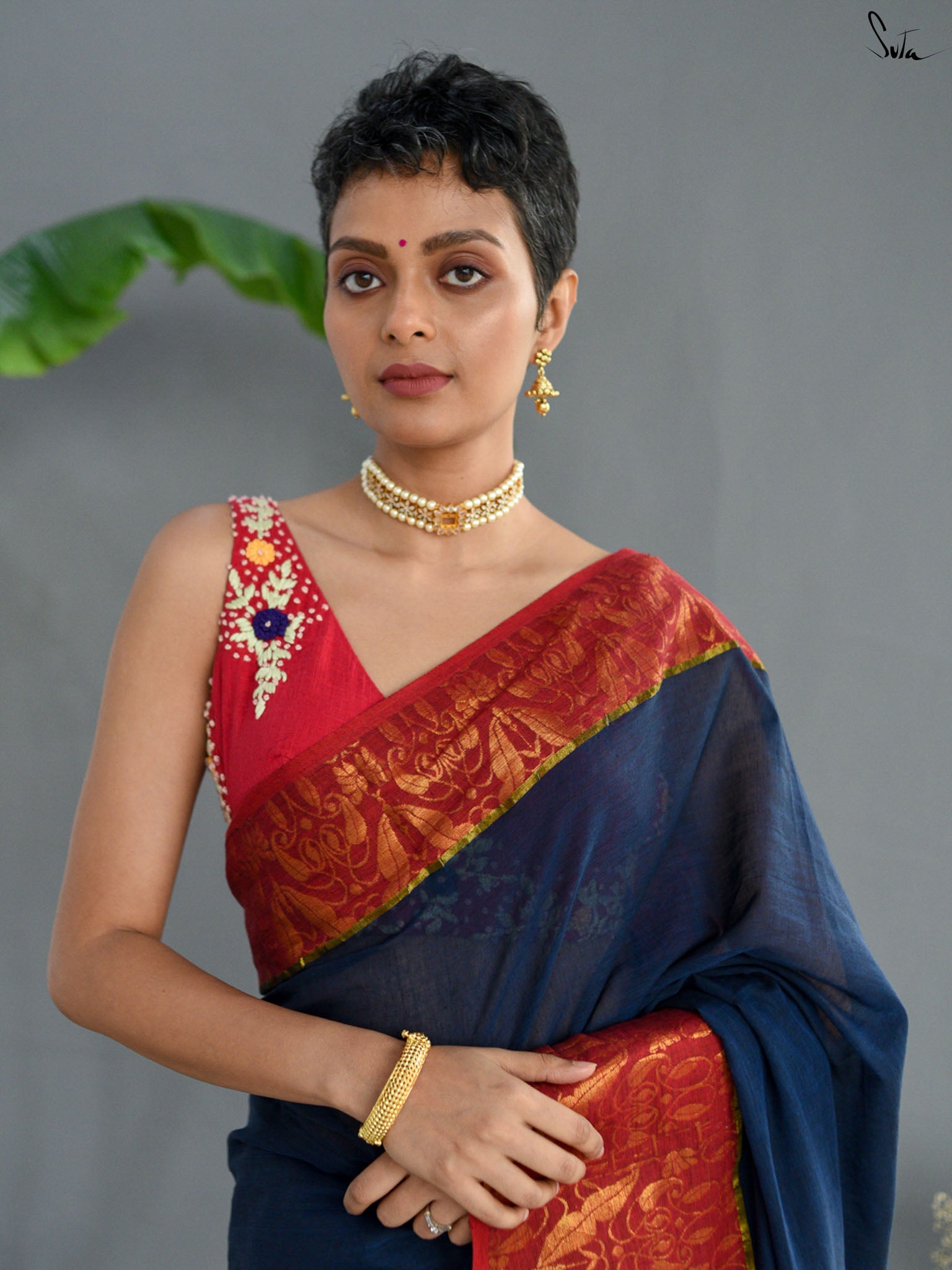 Brick Zari Saree