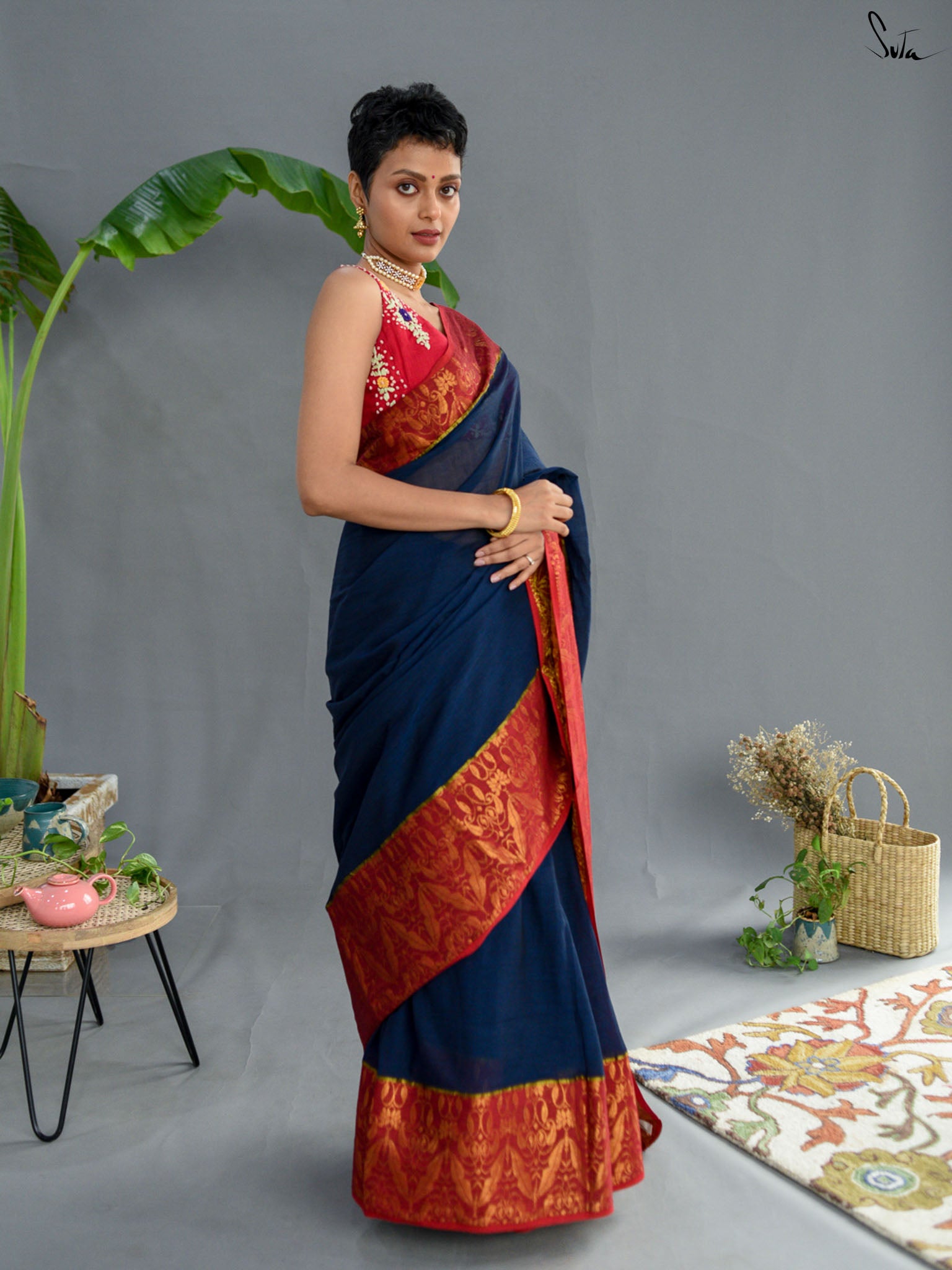 Brick Zari Saree