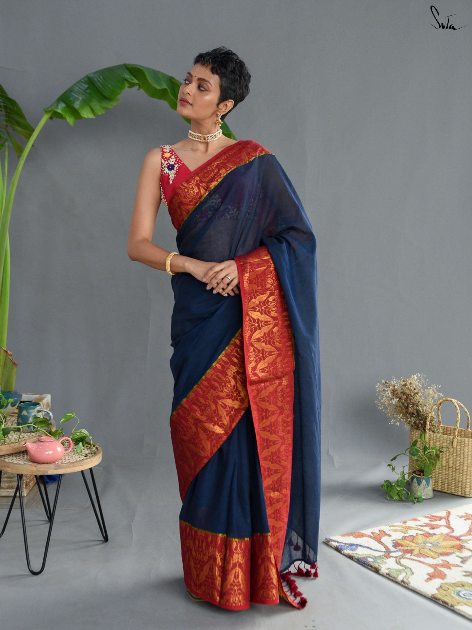 Brick Zari Saree