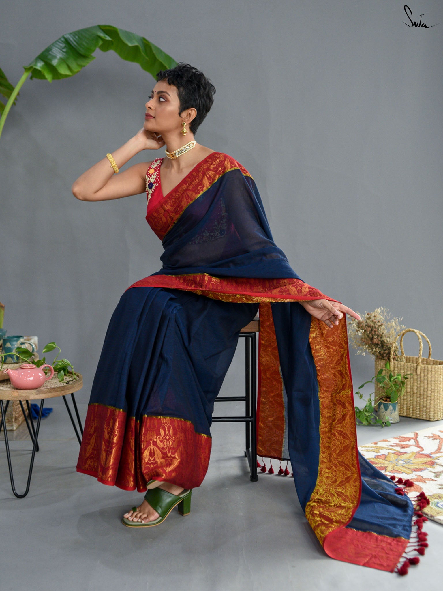 Brick Zari Saree
