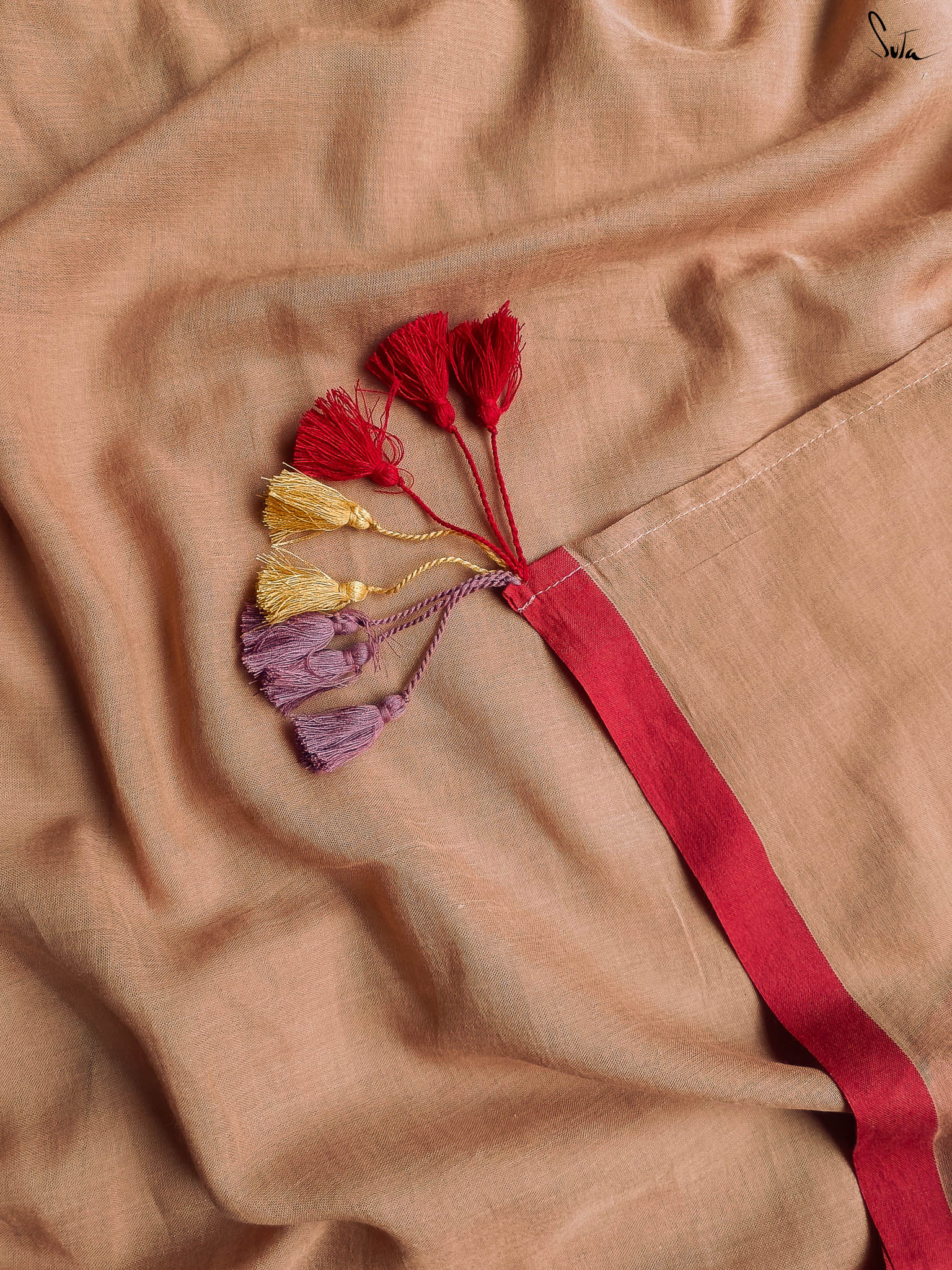 Suta Beige & Pink Pure Cotton Saree