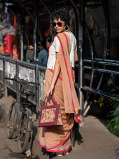 Suta Beige & Pink Pure Cotton Saree