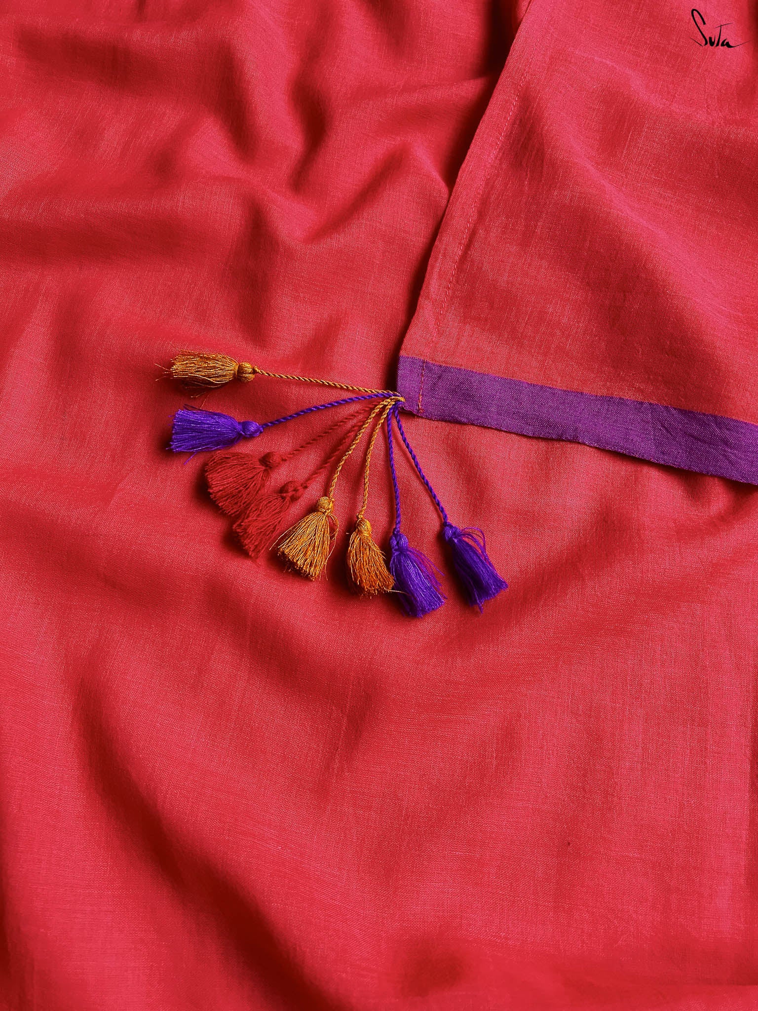 Suta Red & Purple Pure Cotton Saree