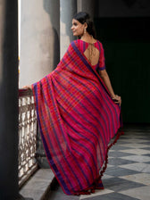 Suta Women Checked Zari Pure Cotton Saree