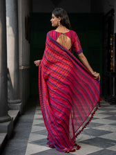 Suta Women Checked Zari Pure Cotton Saree