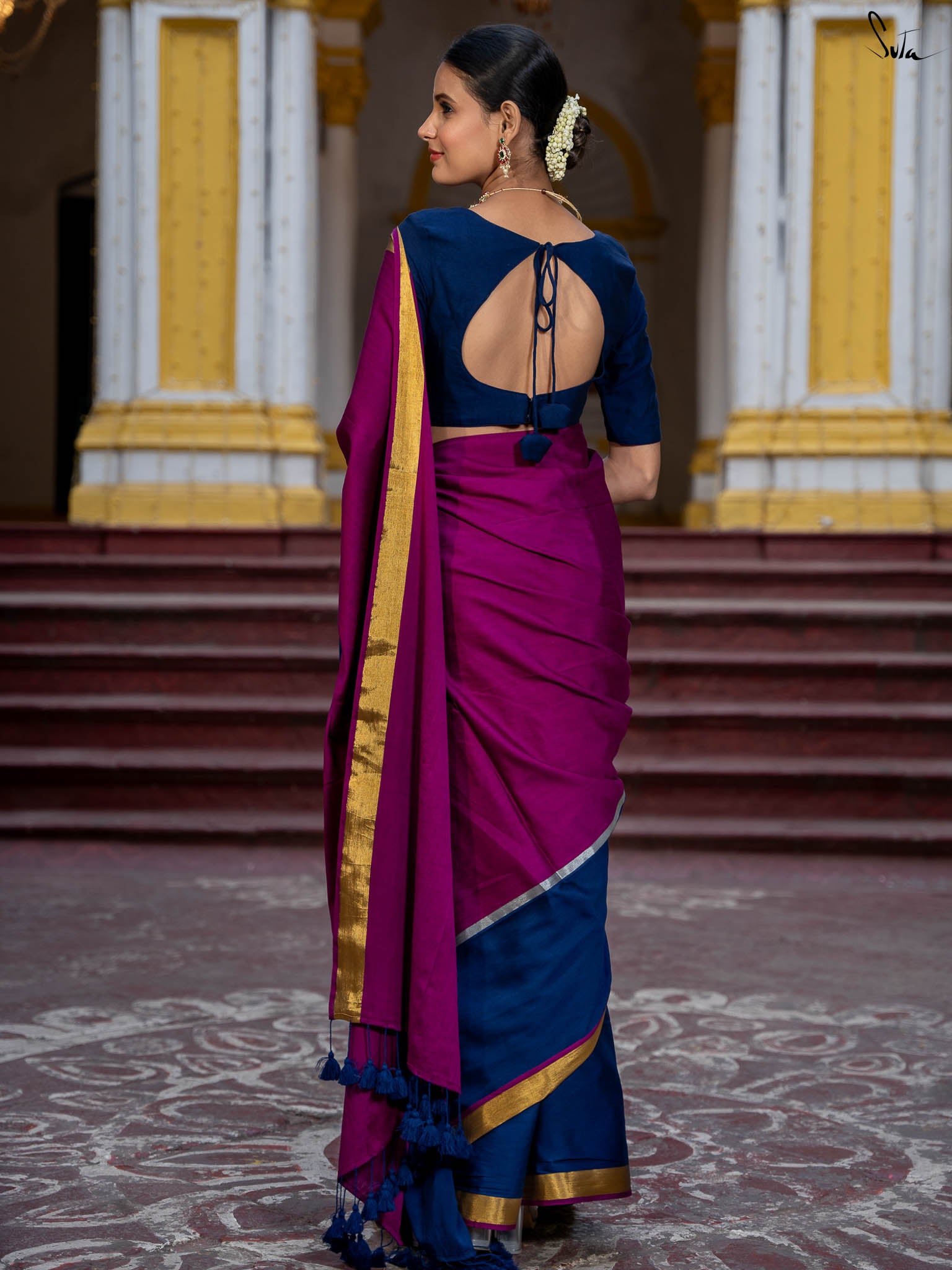 Suta Colourblocked Pink Color Saree