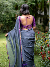 Suta Grey Pure Cotton Saree