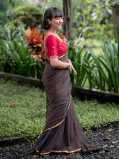 Suta Brown Pure Cotton Saree