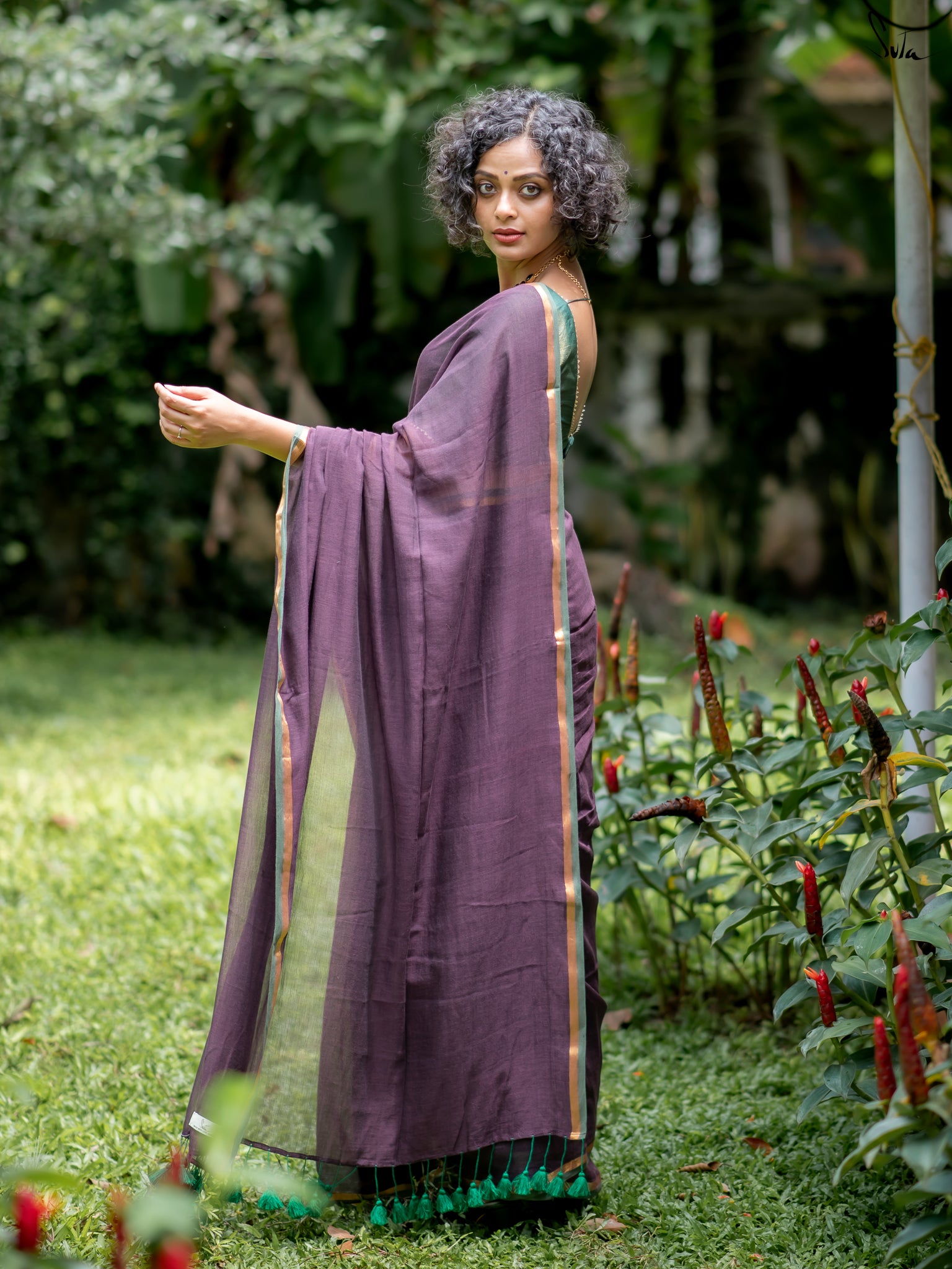 Suta Rust Pure Cotton Saree