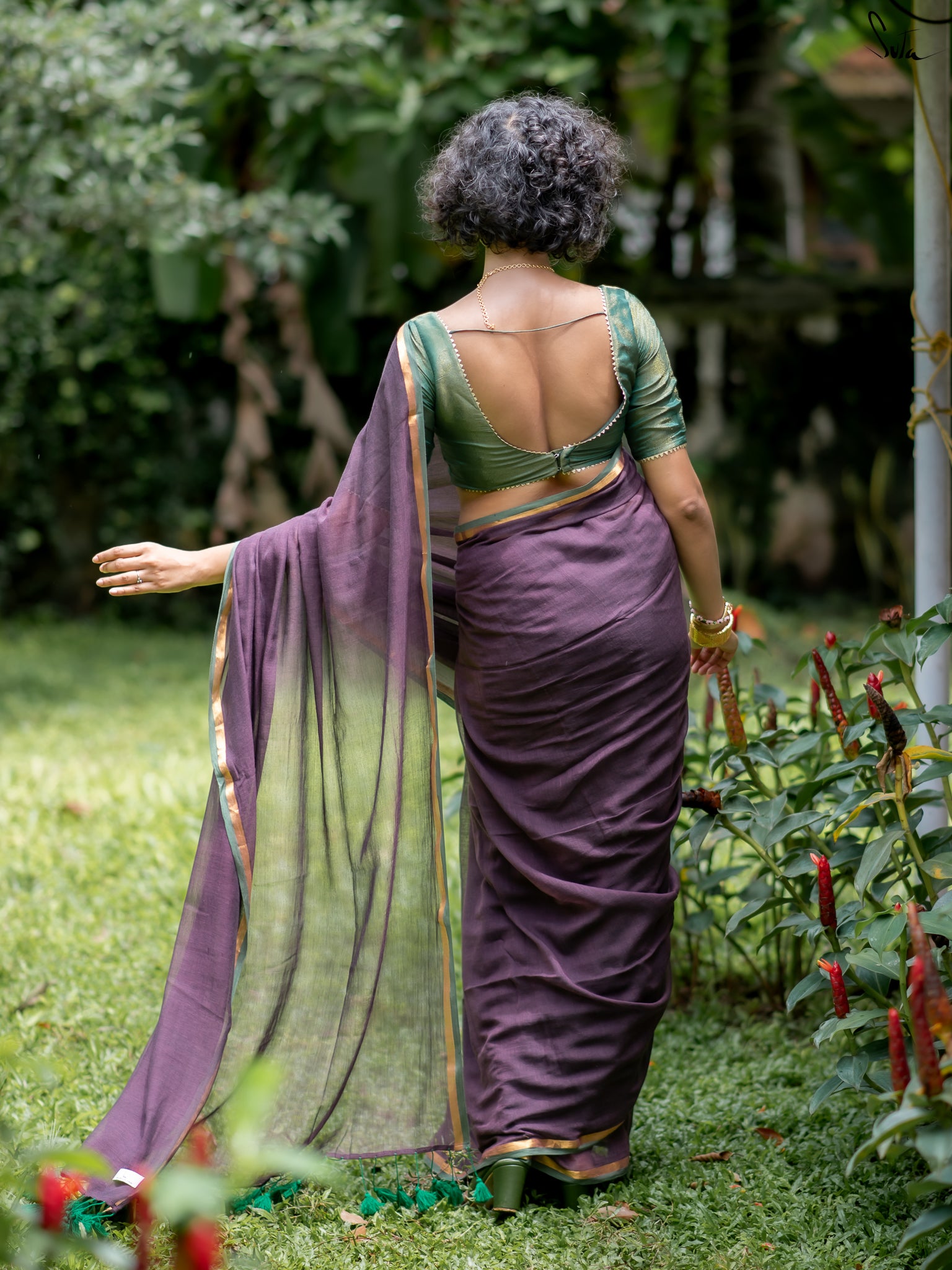 Suta Rust Pure Cotton Saree