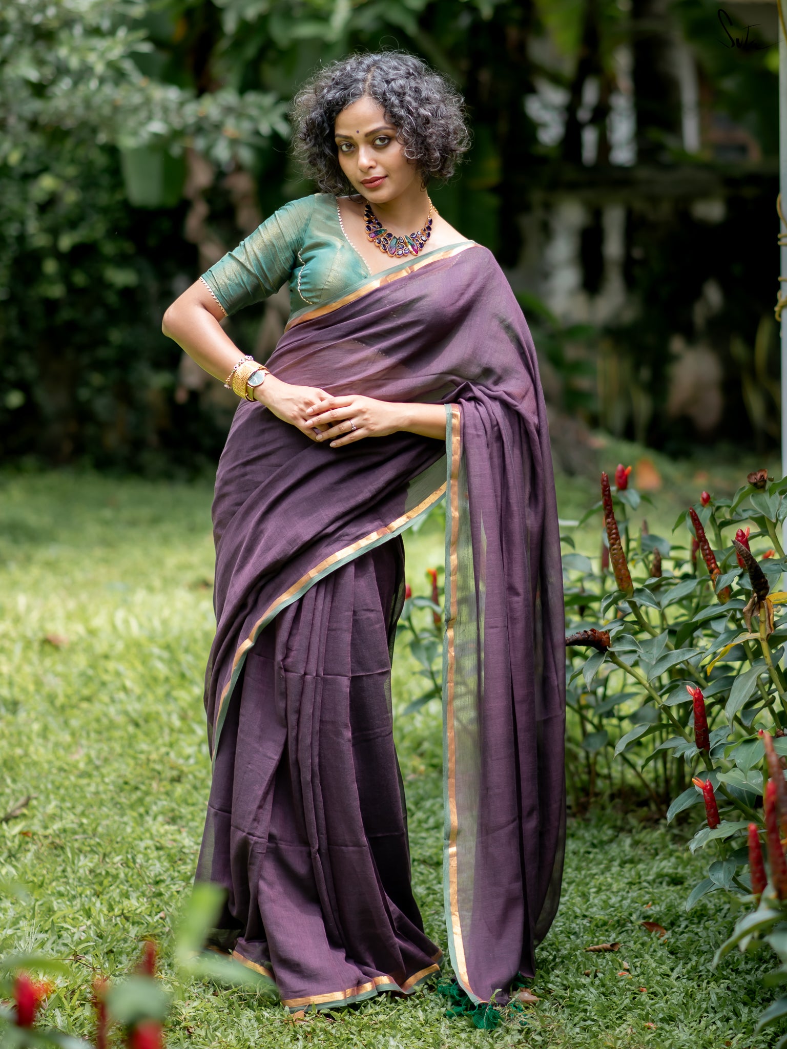 Suta Rust Pure Cotton Saree